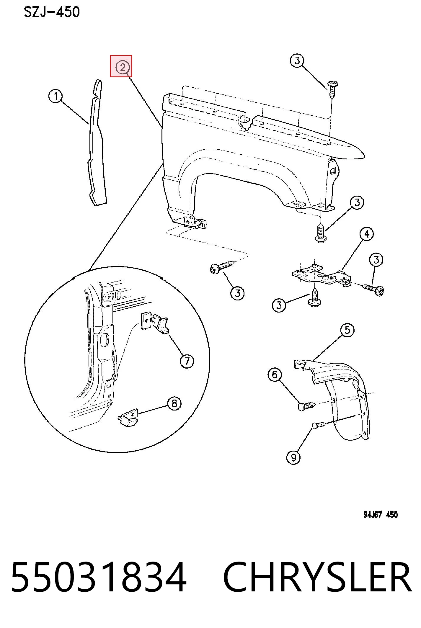 Błotnik przedni prawy do Jeep Grand Cherokee LAREDO 