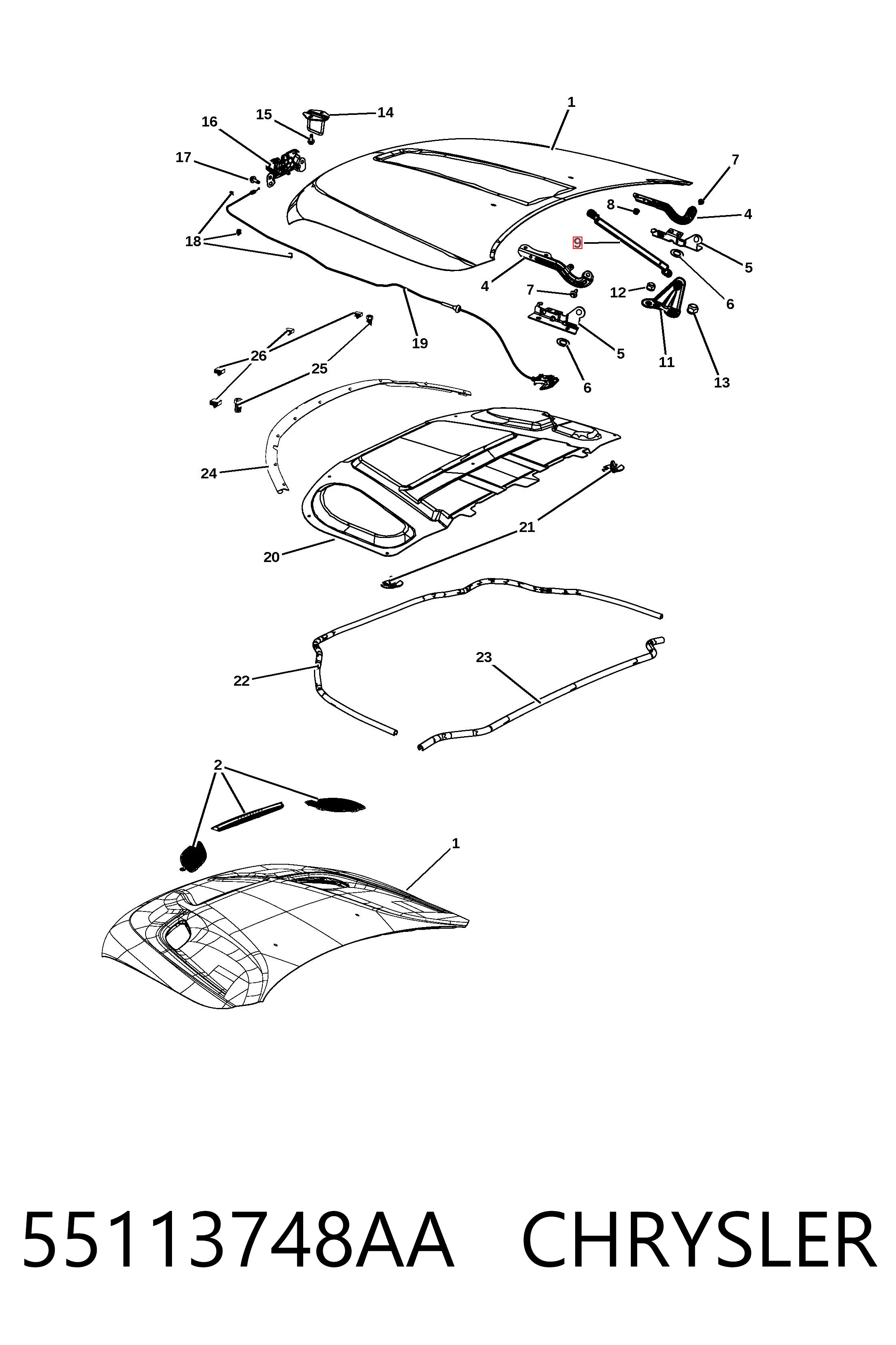 55113748AA Chrysler Amortyzator maski