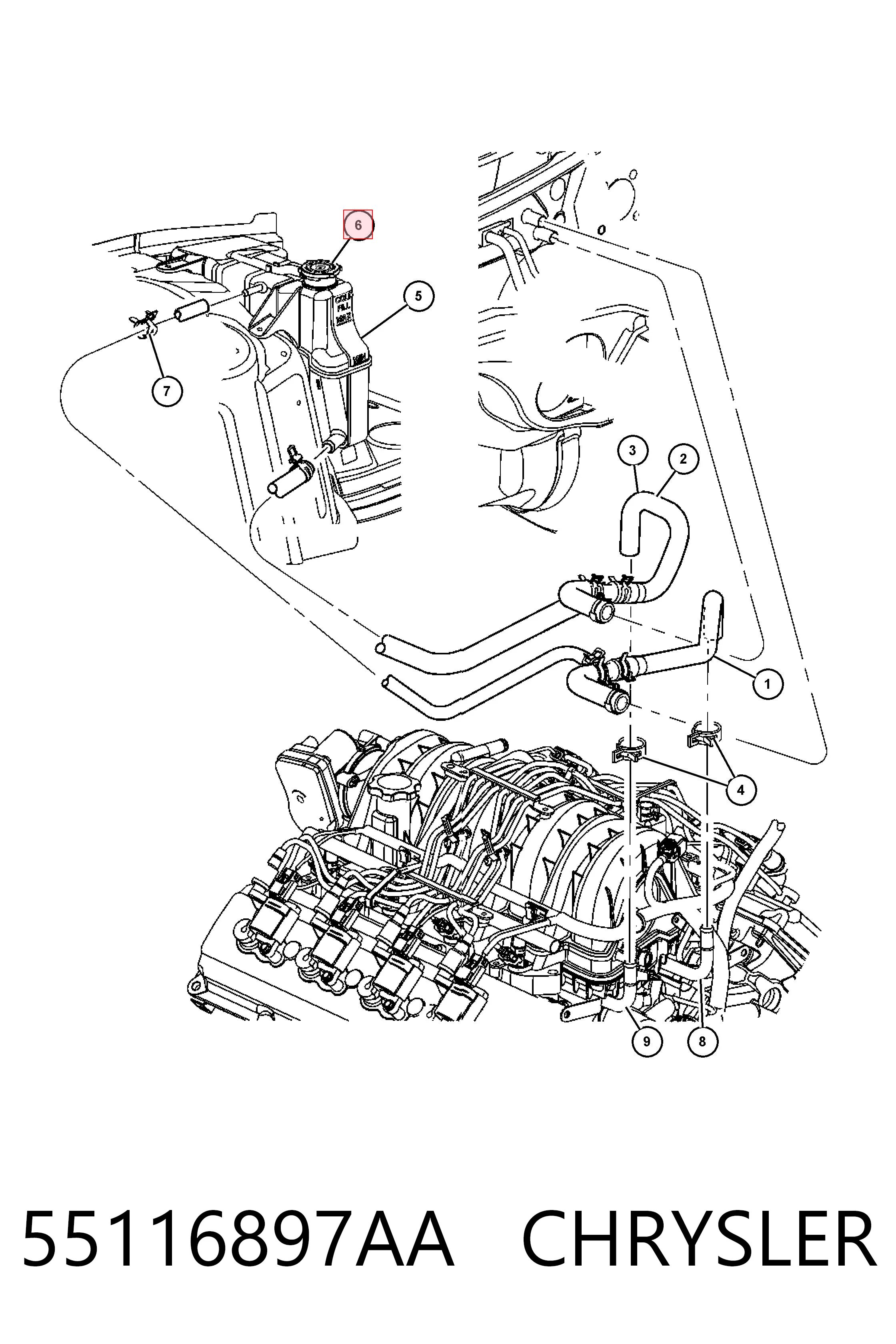 55116897AA Chrysler Pokrywa (korek) chłodnicy