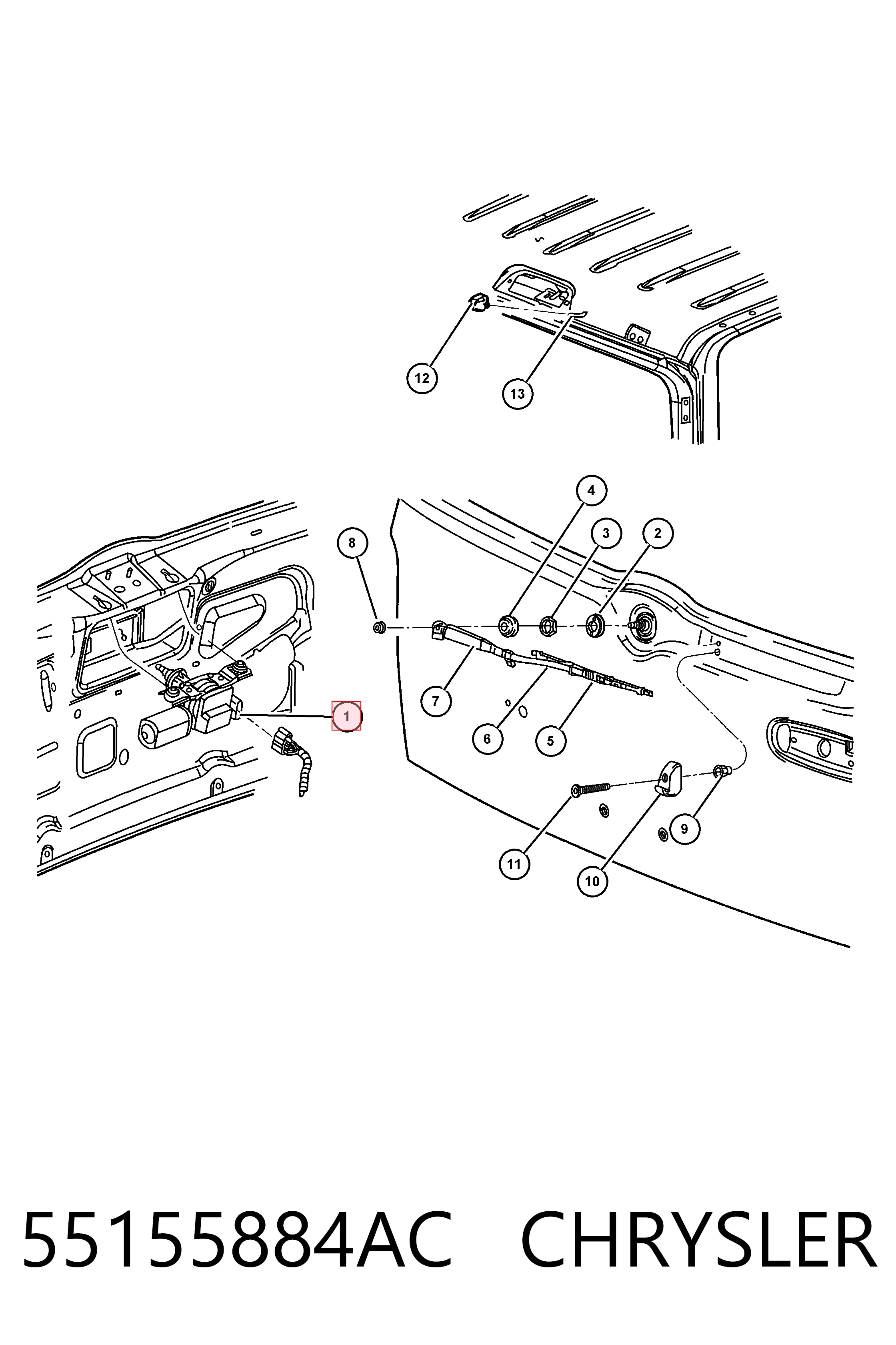 Silniczek wycieraczki tylnej szyby Jeep Liberty/Cherokee SUV (KJ) (2002 - 2007) cena, od 96,24 USD