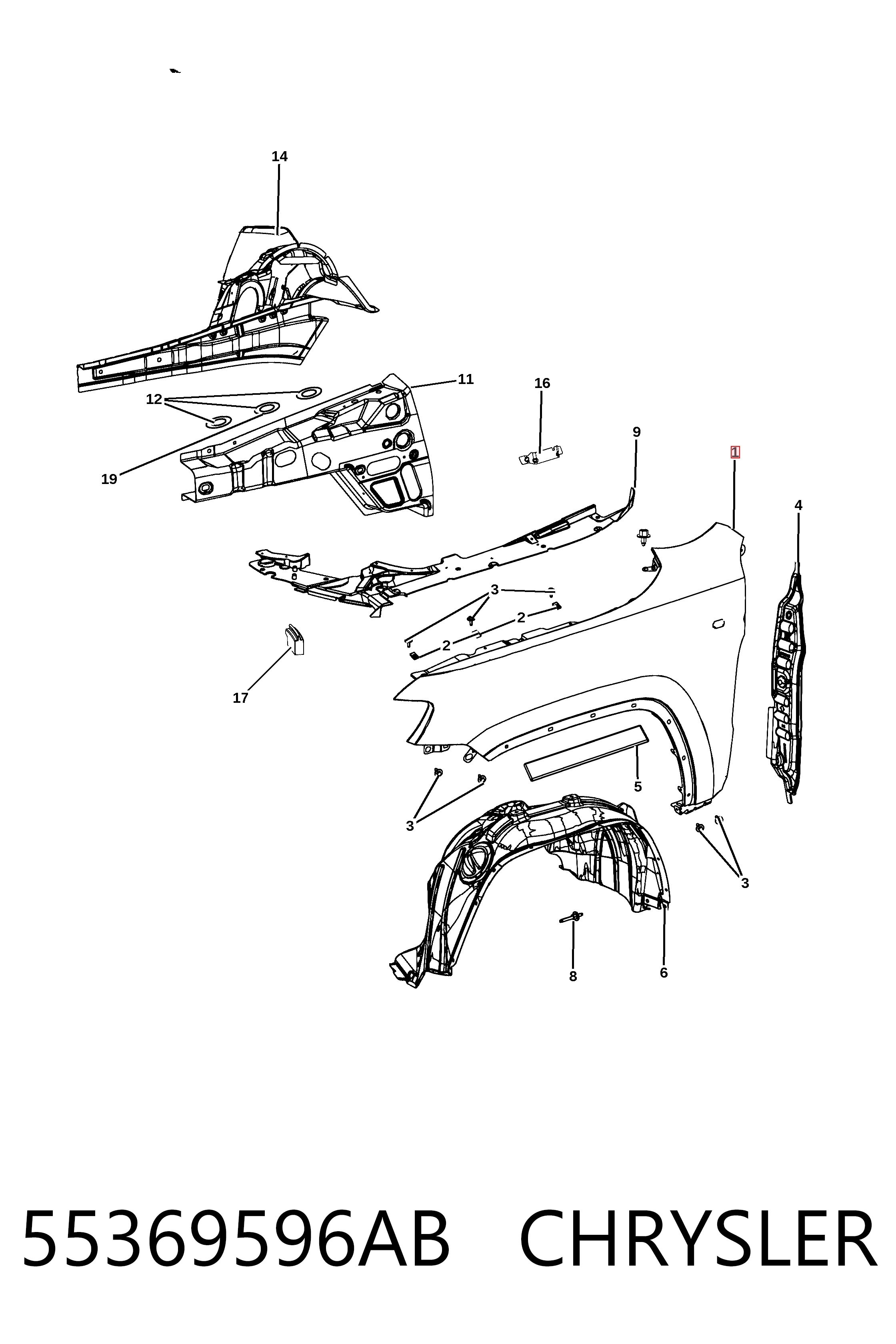 Błotnik przedni prawy Jeep Grand Cherokee IV SUV (WK) (2011 - 2022) cena, od 77,40 USD