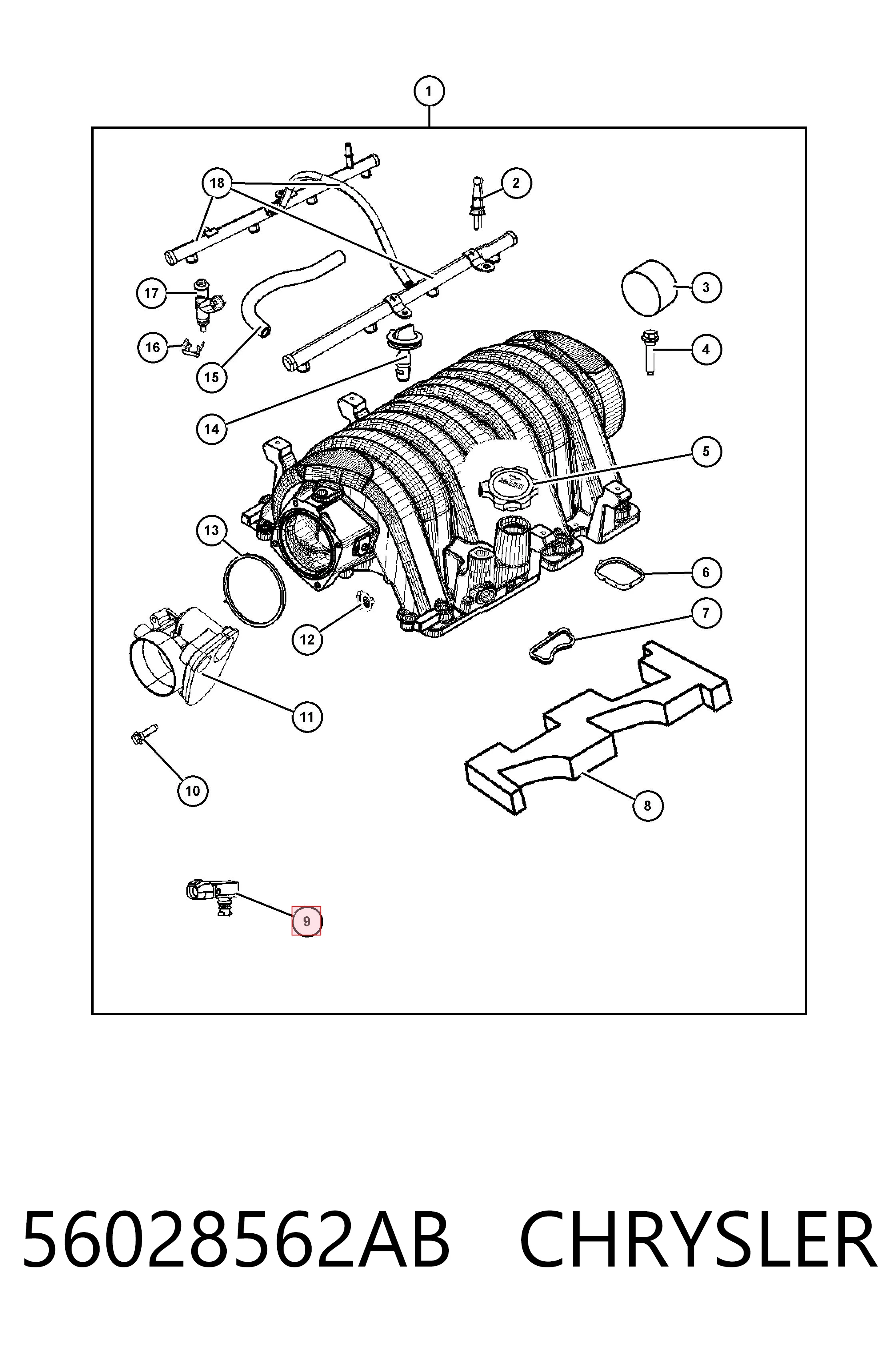 56028562AB Chrysler Czujnik ciśnienia w kolektorze ssącym, MAP