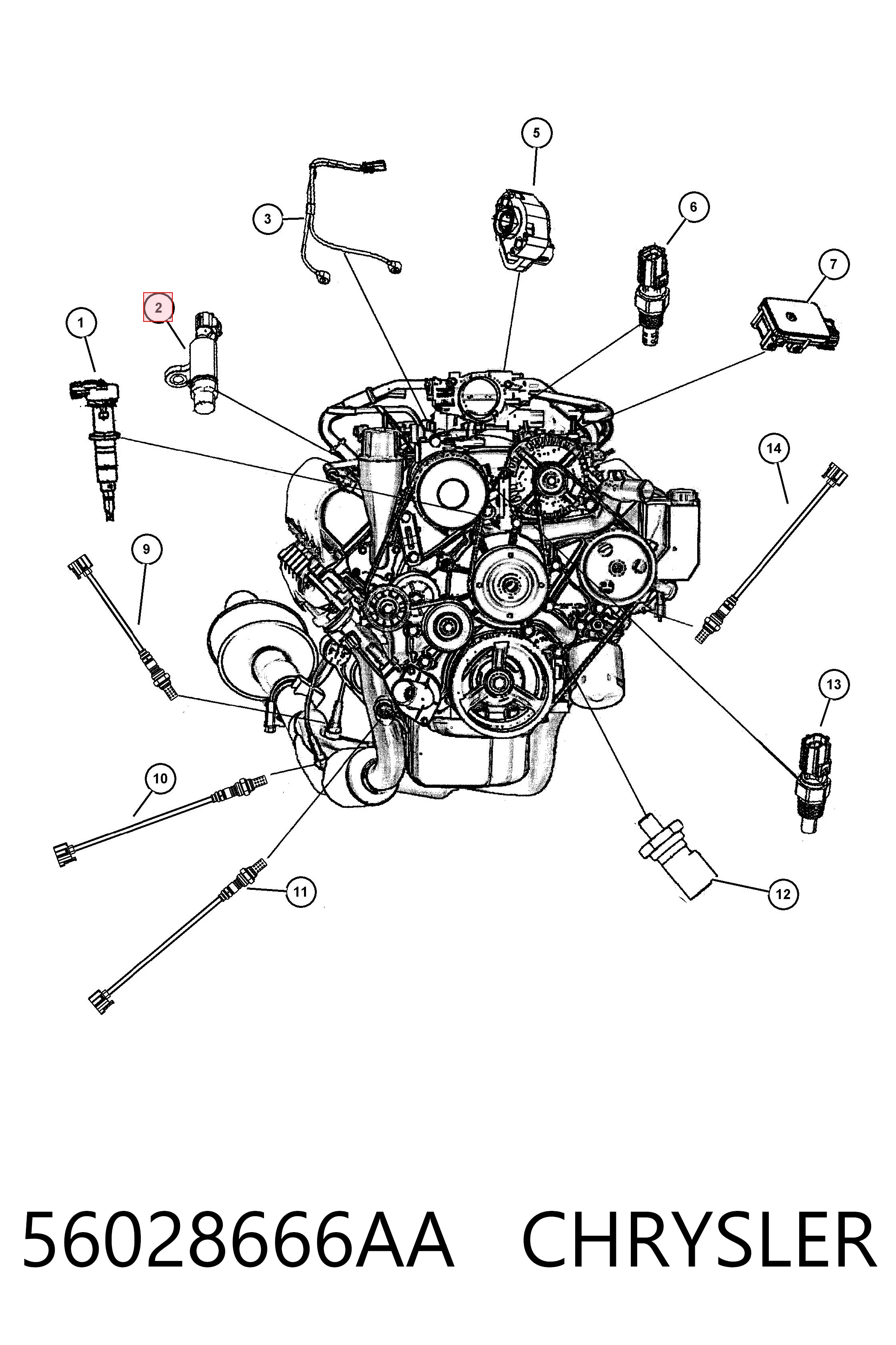 56028666AA Chrysler Czujnik położenia wału korbowego