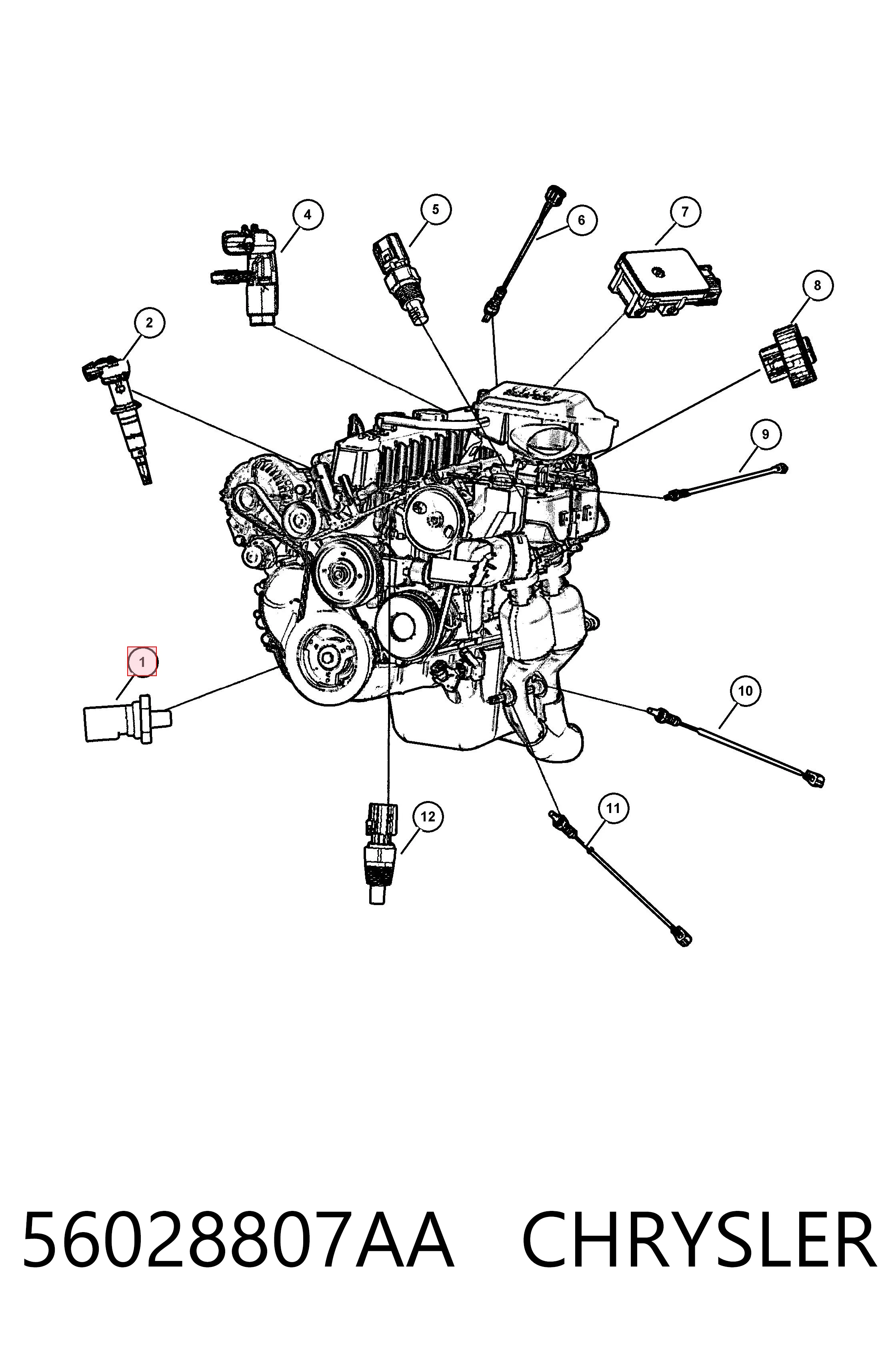 56028807AA Chrysler Czujnik ciśnienia oleju