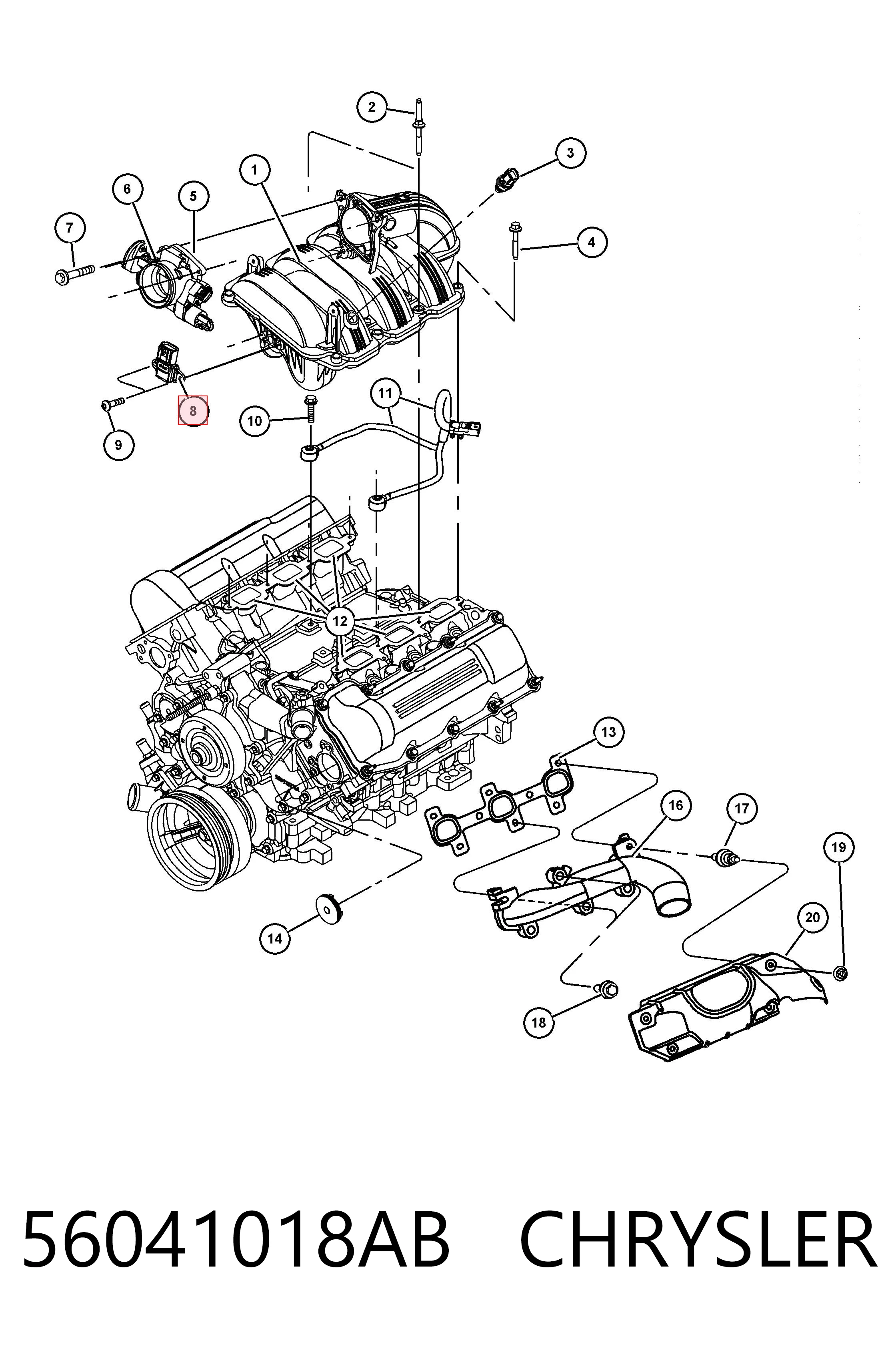 56041018AB Chrysler Czujnik ciśnienia w kolektorze ssącym, MAP