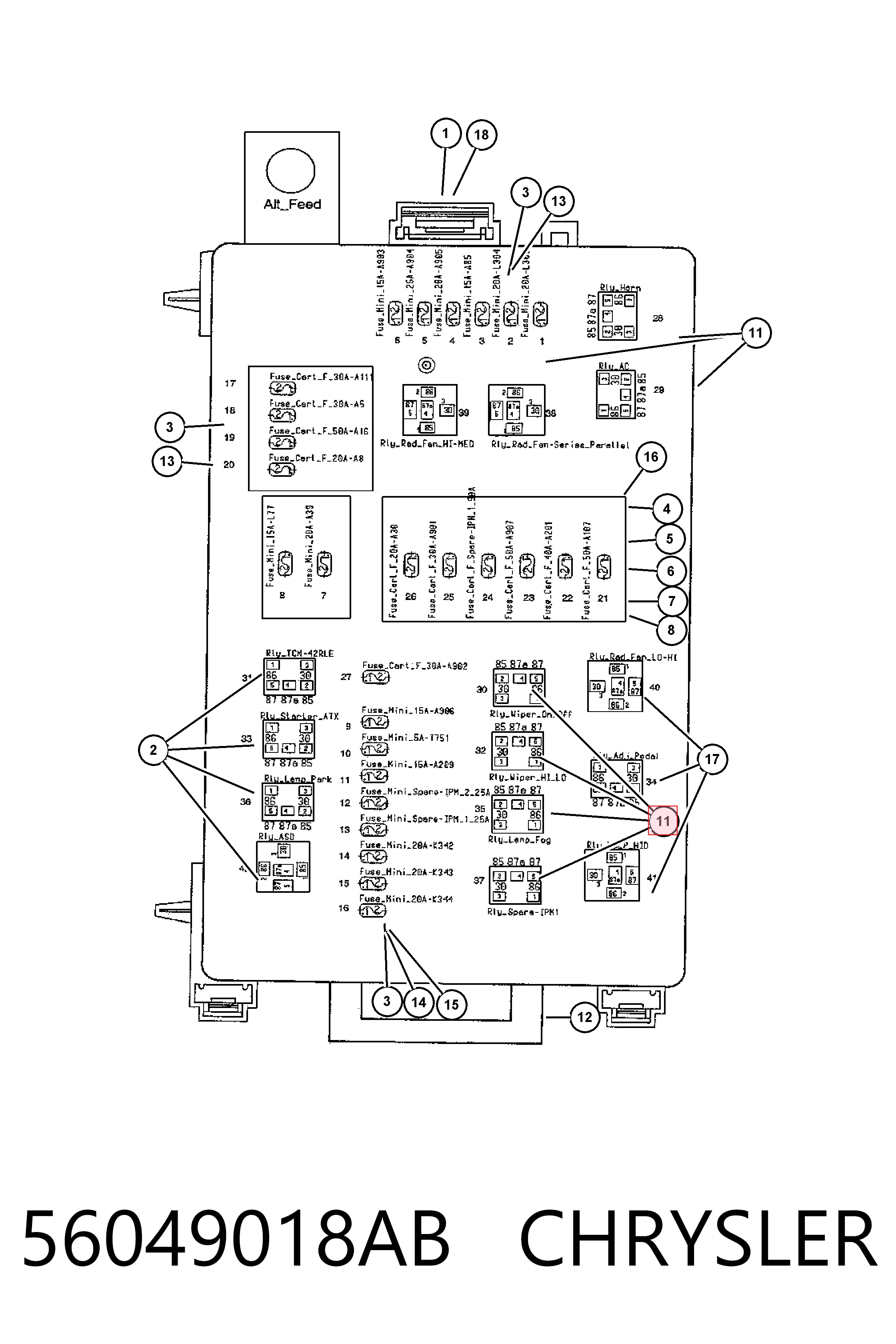 56049018AB Chrysler Elektryczne przekaźnik wielofunkcyjne