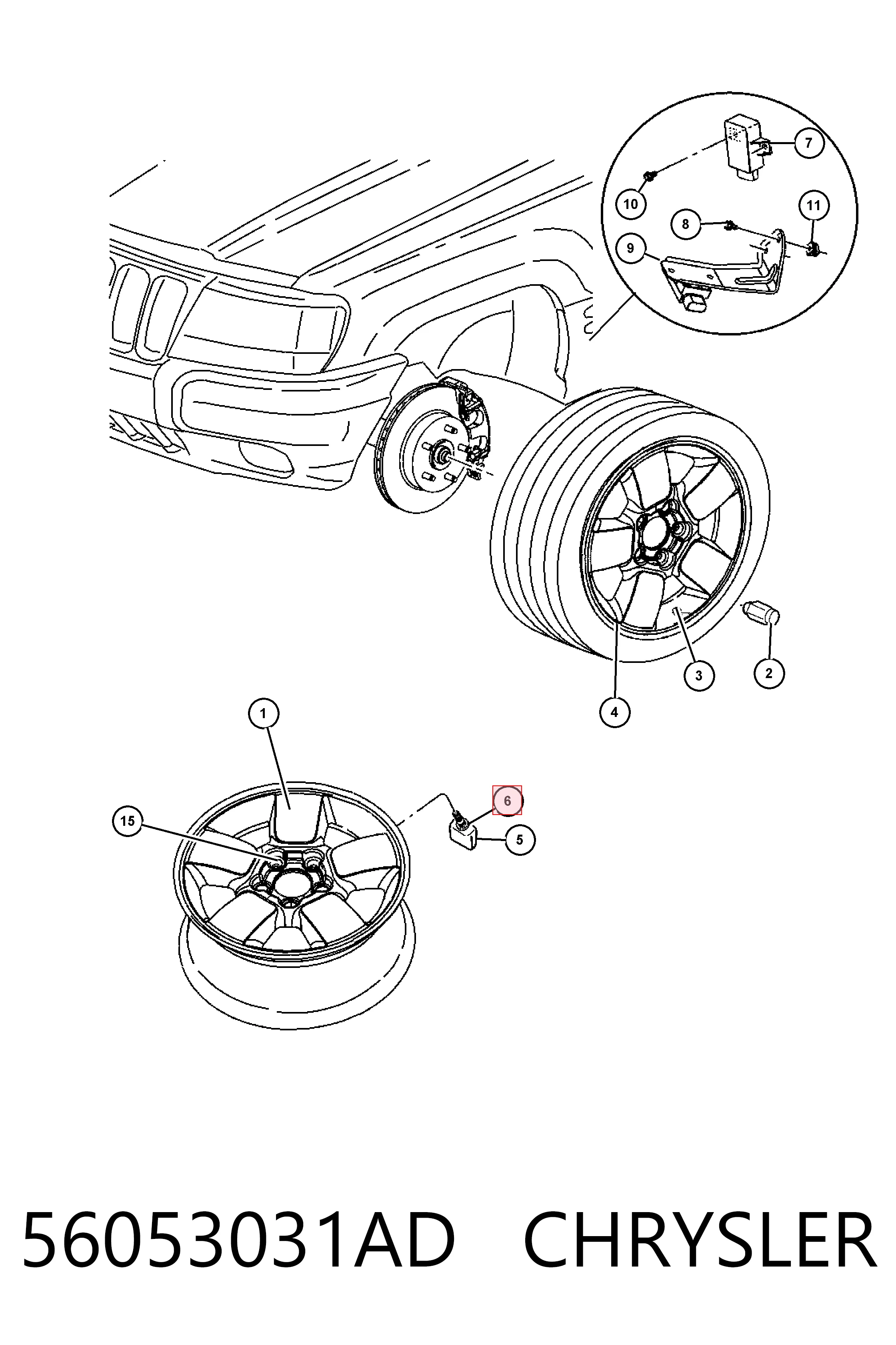 56053031AD Chrysler Czujnik ciśnienia w oponach