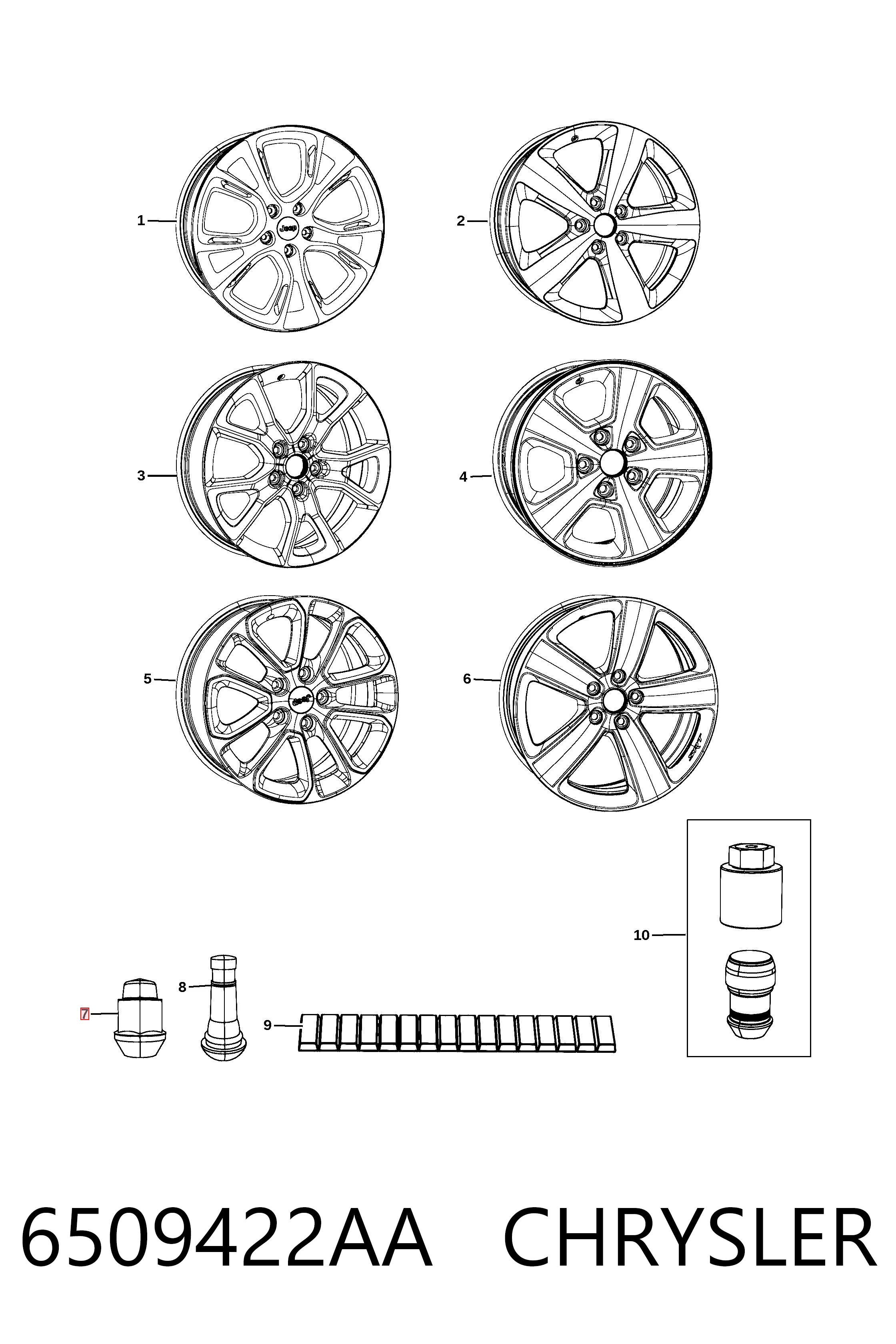 Nakrętka koła Jeep Grand Cherokee IV SUV (WK) (2011 - 2022) cena, od 41,60 USD