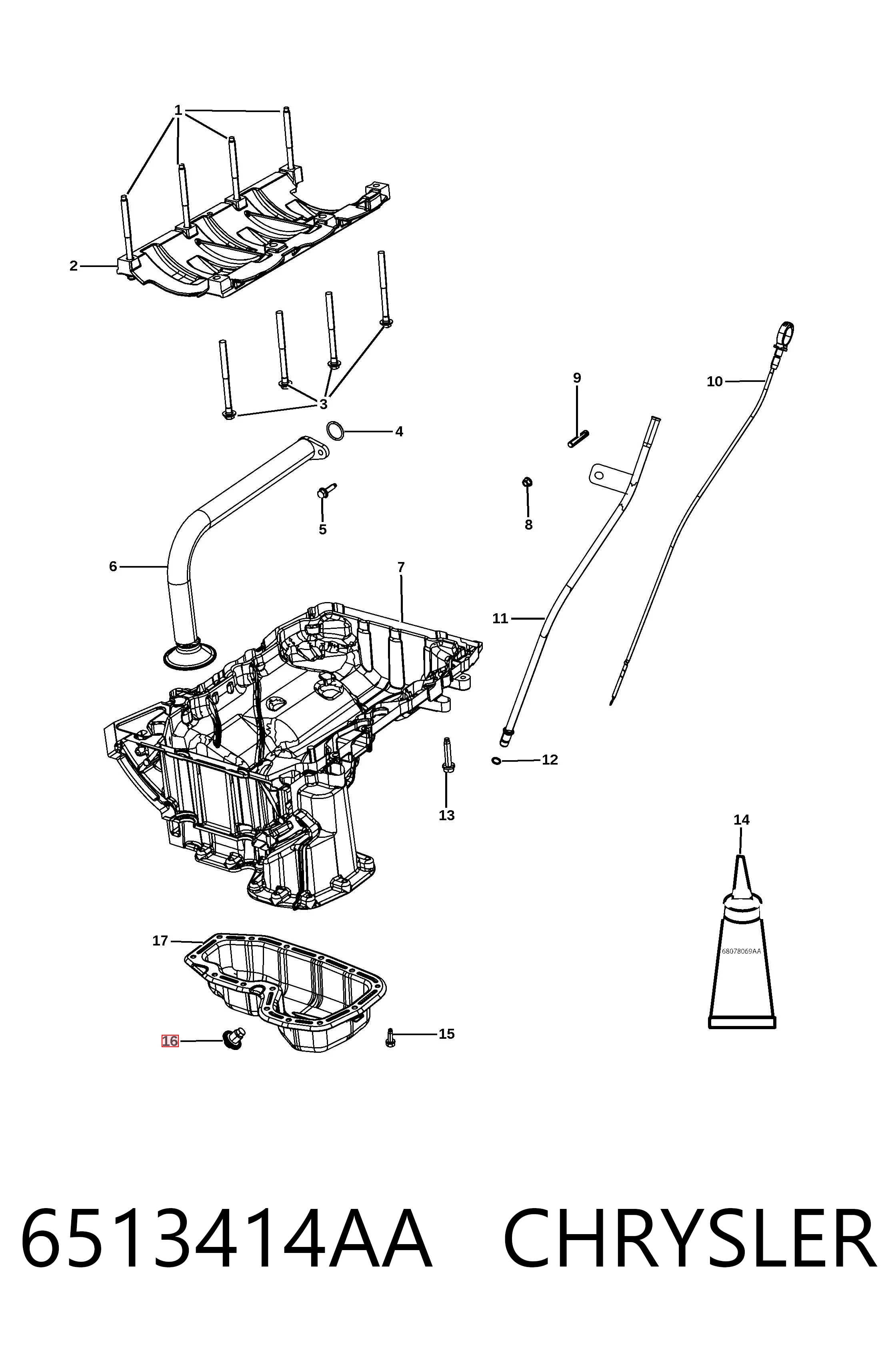 6513414AA Chrysler Korek miski olejowej silnika