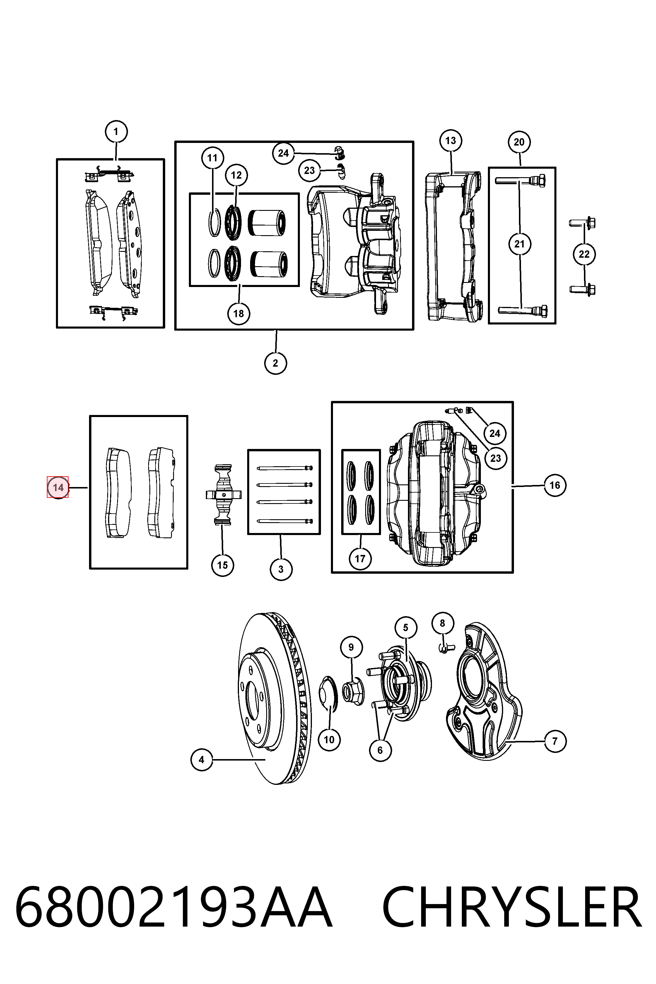 68002193AA Chrysler Klocki hamulcowe przednie tarczowe