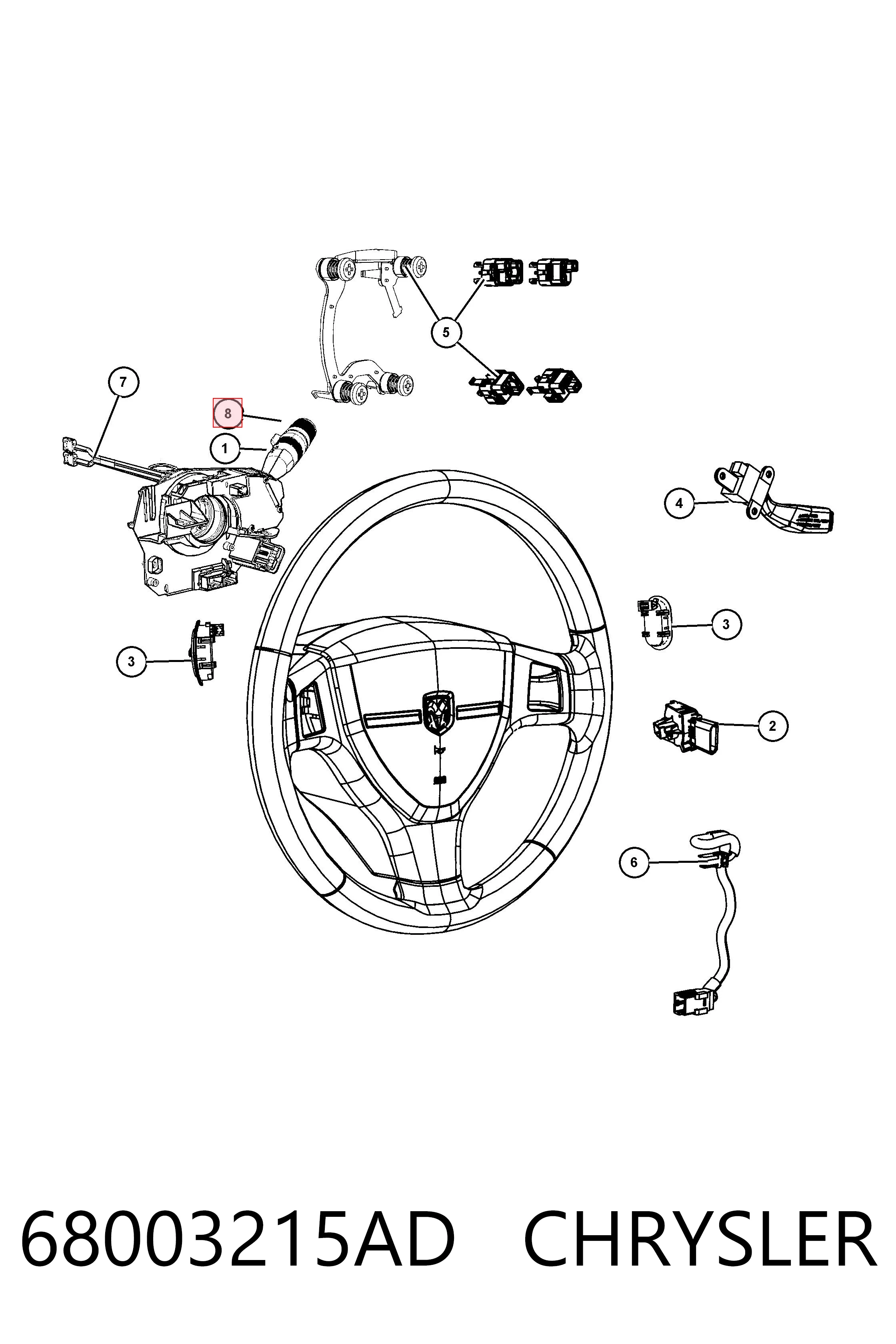 68003215AD Chrysler Przełącznik zespolony prawy