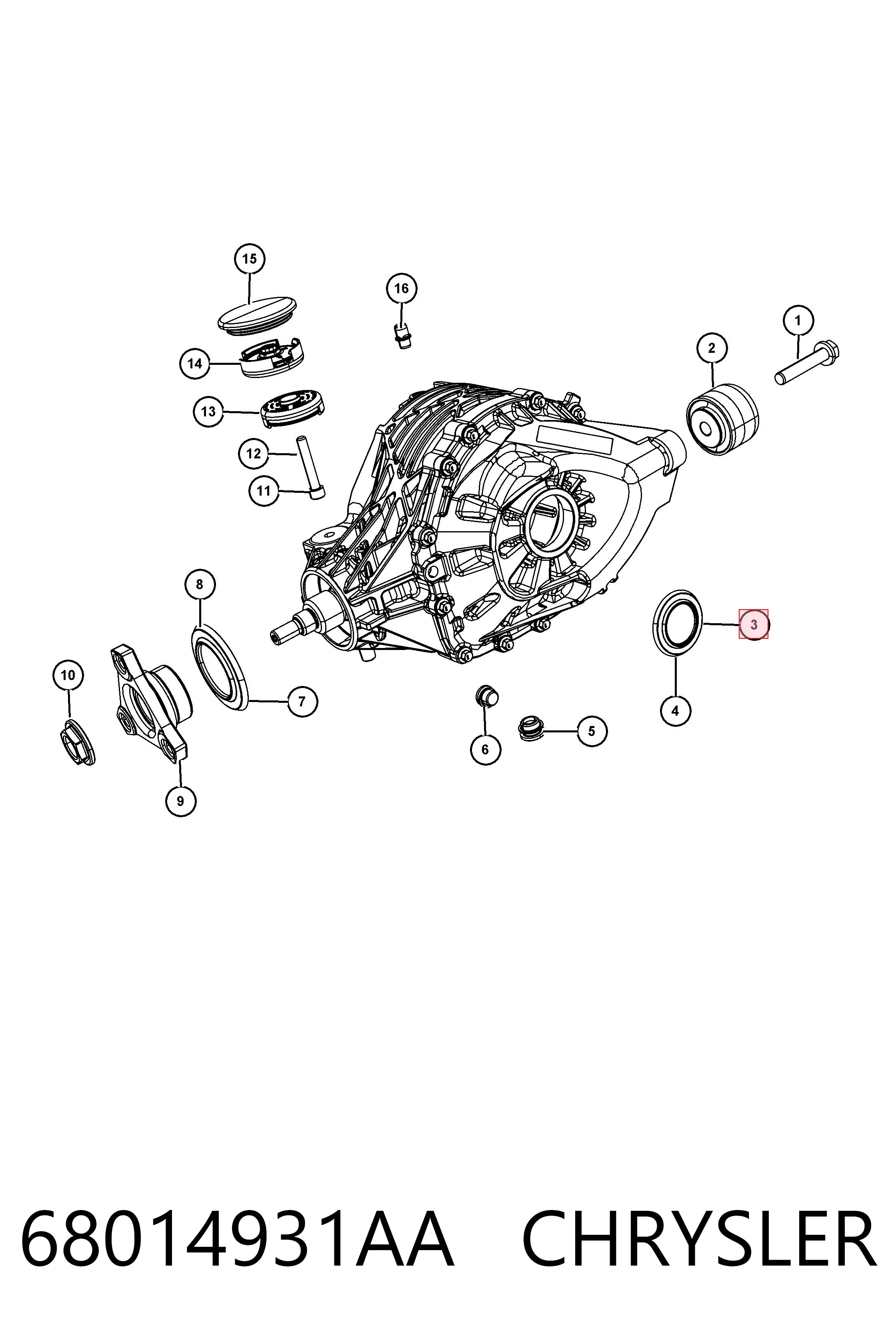 68014931AA Chrysler Uszczelniacz reduktora mostu tylnego