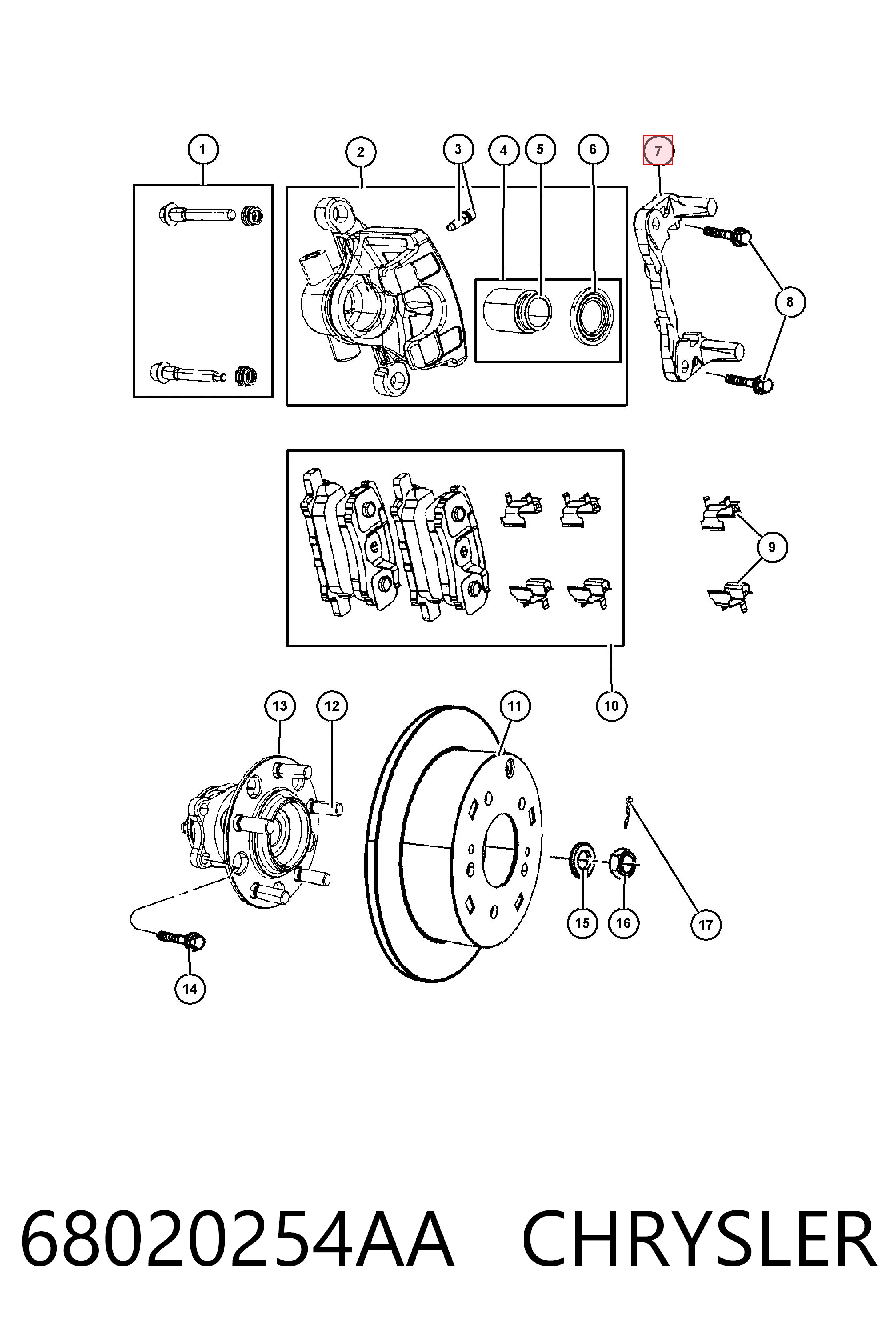 68020254AA Chrysler Jarzmo zacisku hamulcowego tylnego