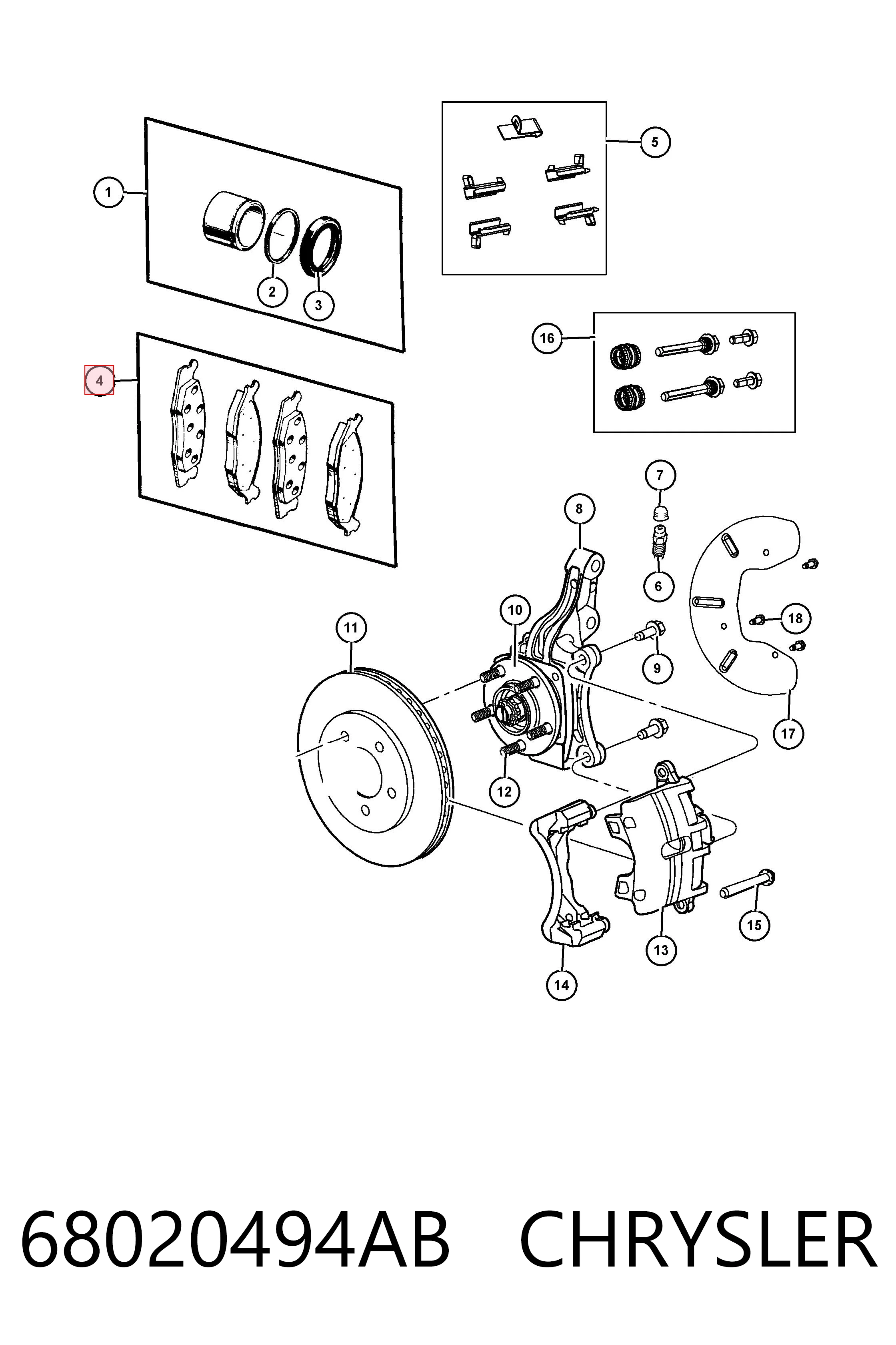 68020494AB Chrysler Klocki hamulcowe przednie tarczowe