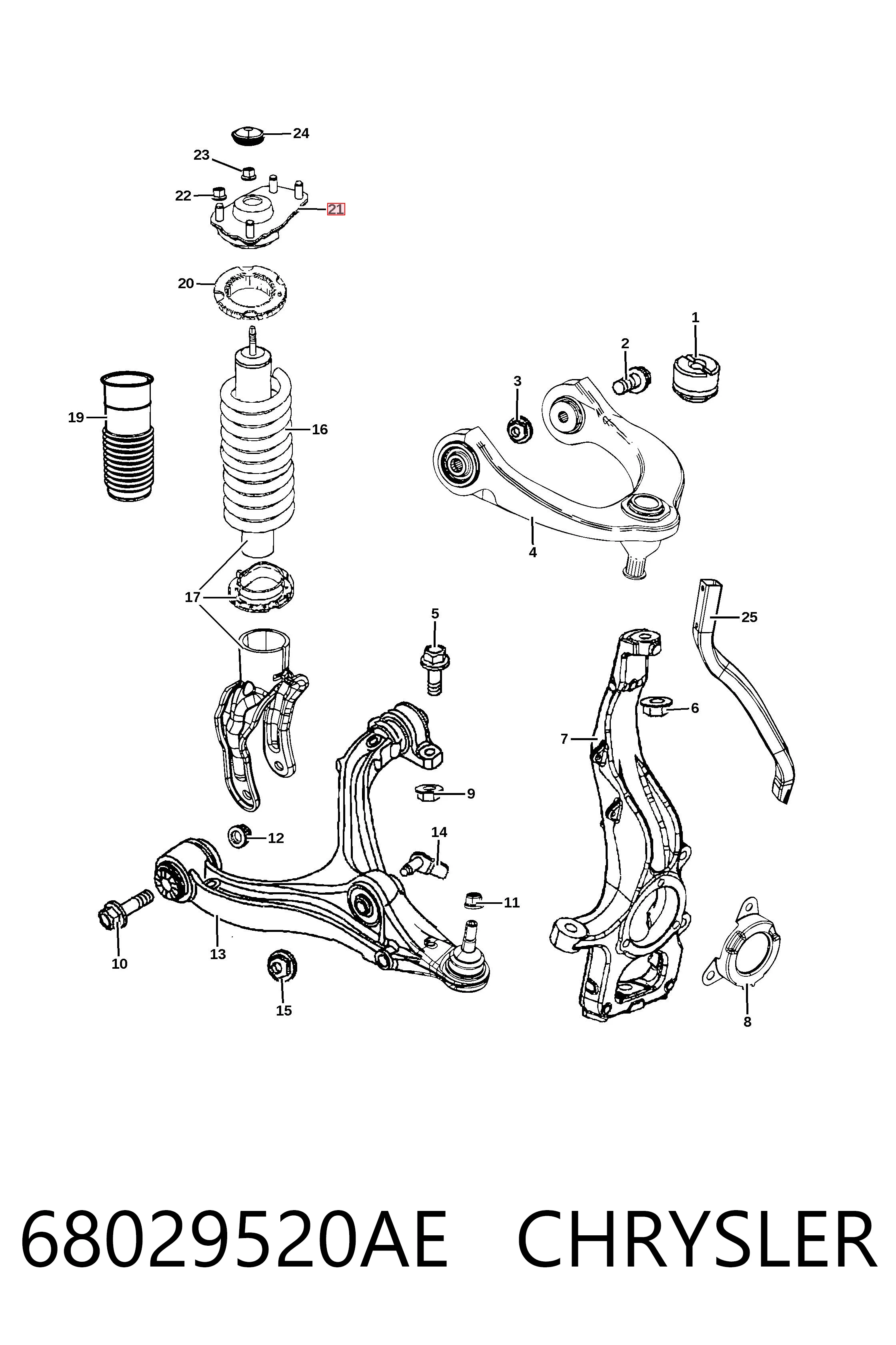 68029520AE Chrysler Poduszka amortyzatora przedniego