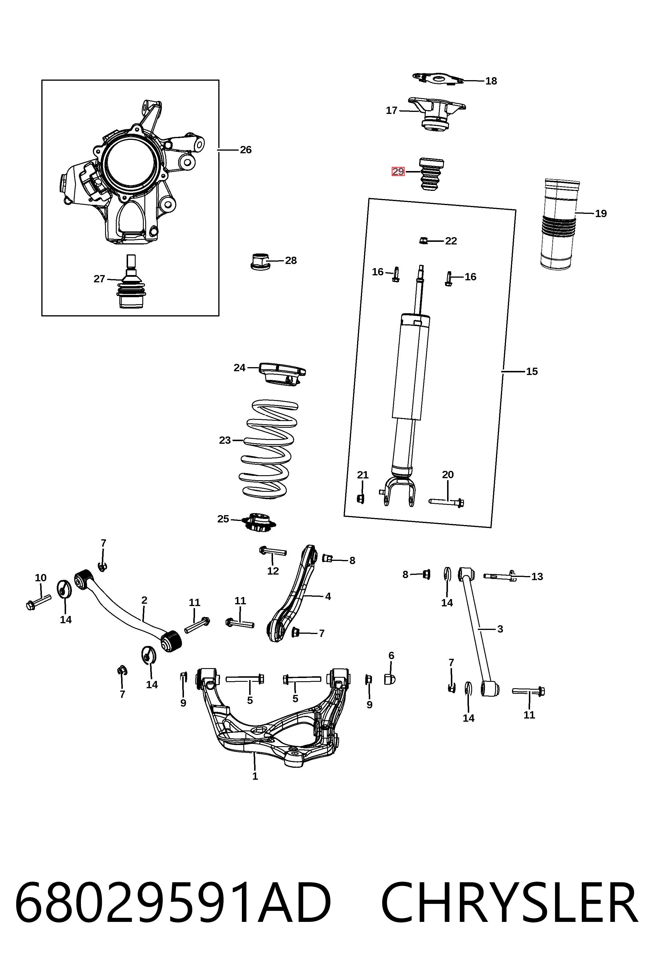 68029591AD Chrysler Poduszka amortyzatora tylnego