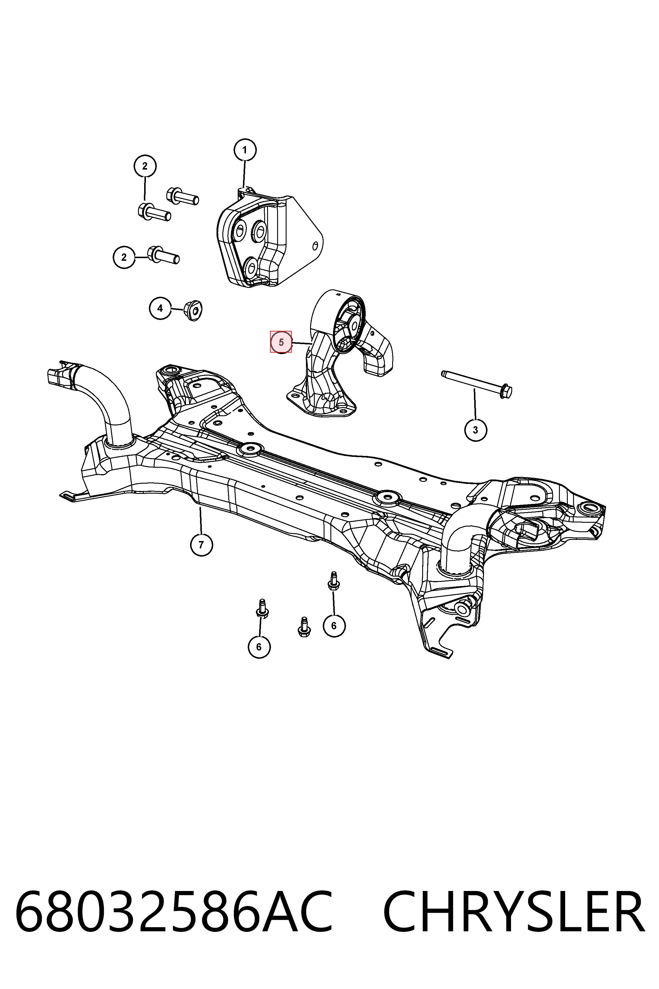 68032586AC Chrysler Poduszka (podpora) silnika tylna