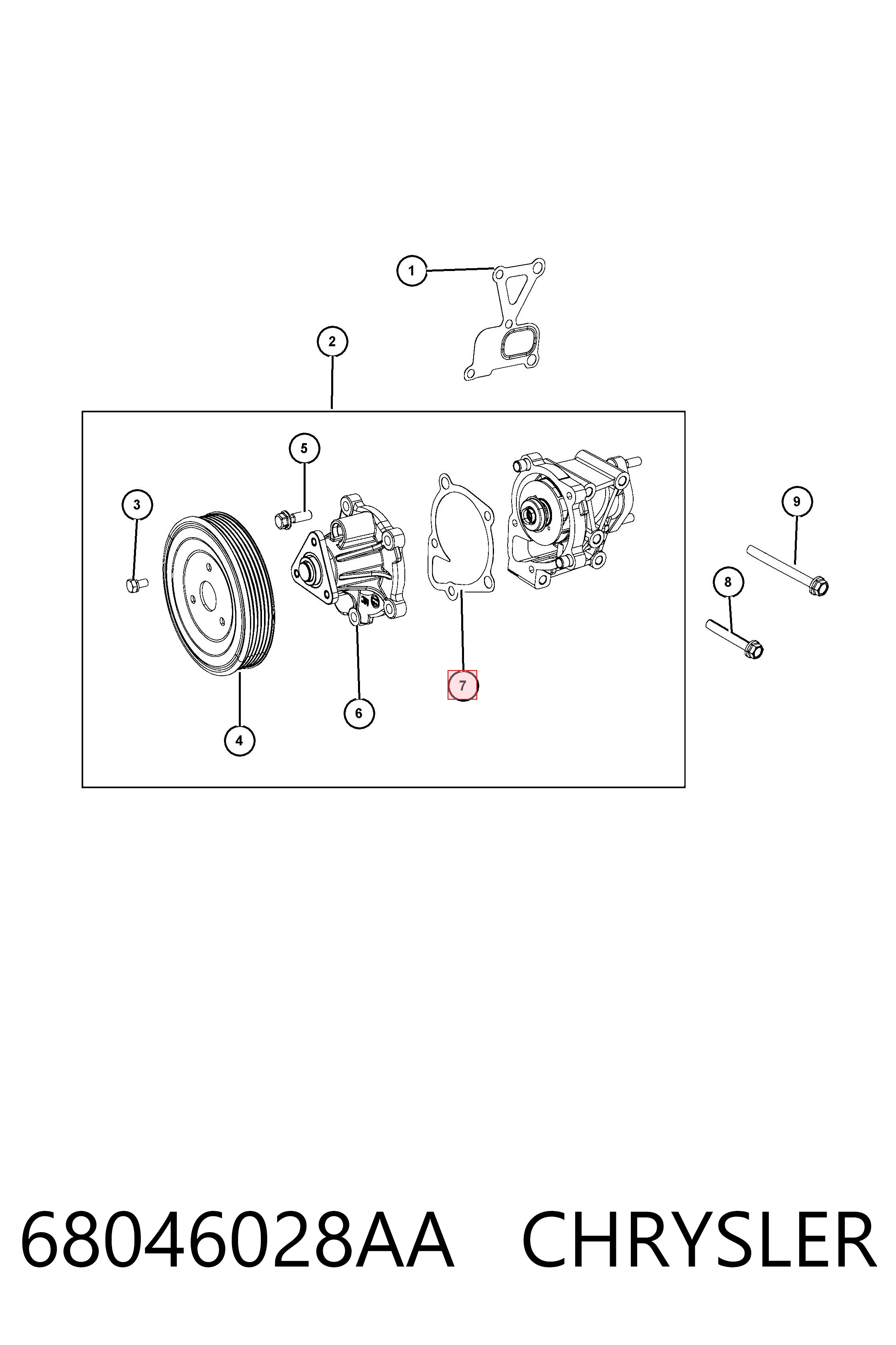 68046028AA Chrysler Uszczelka pompy wodnej