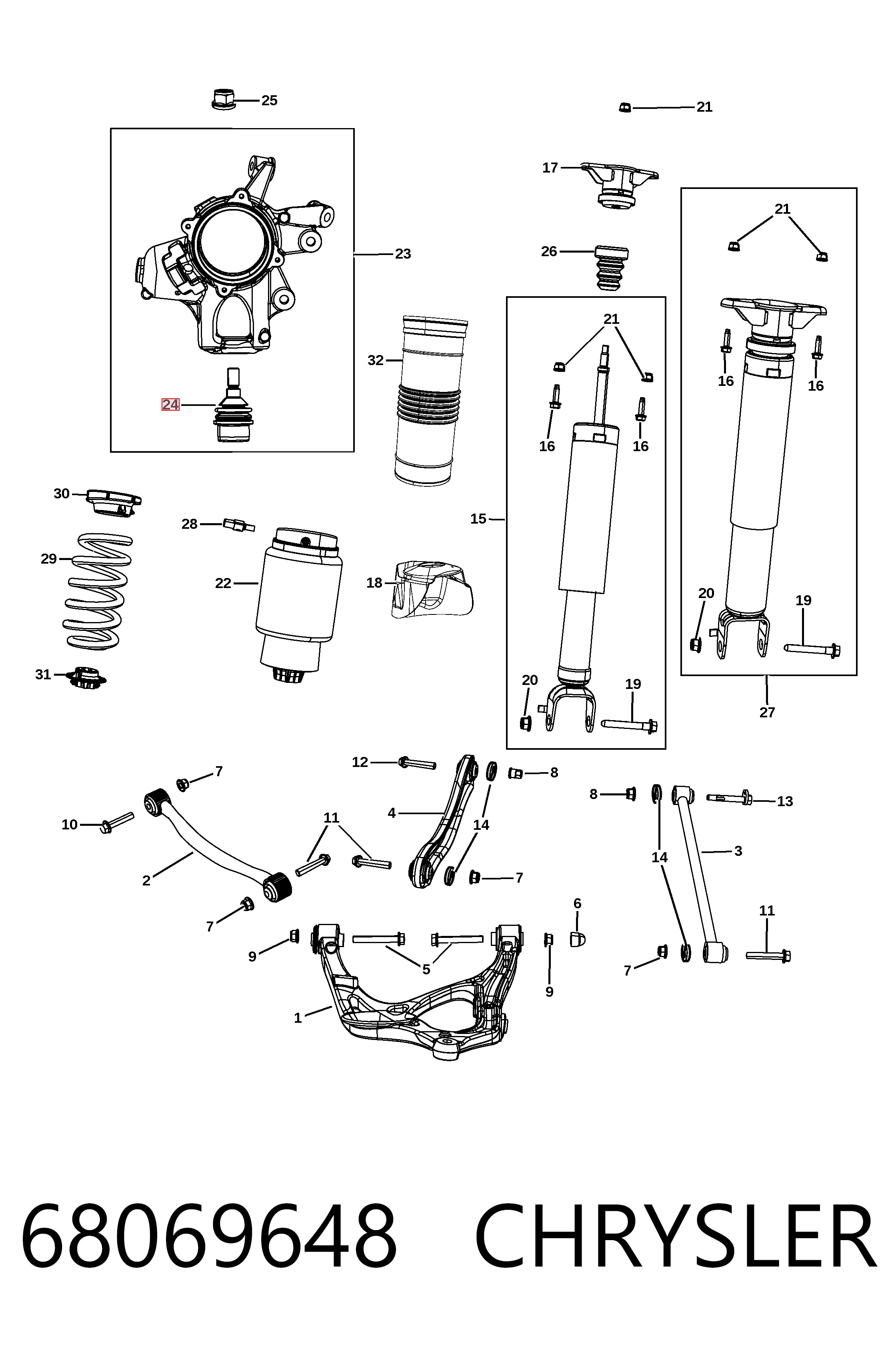 68069648 Chrysler Sworzeń wahacza dolny