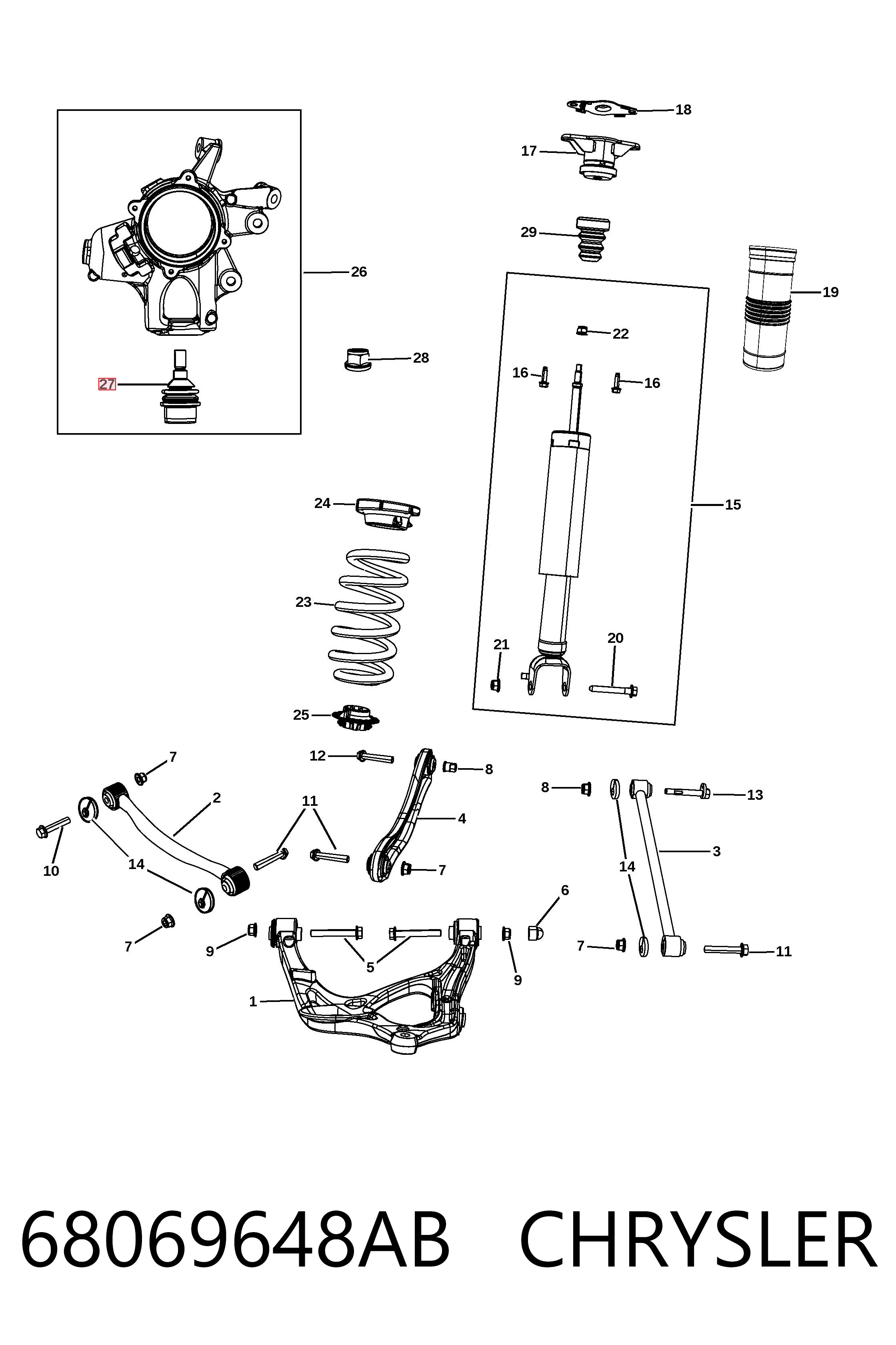 68069648AB Chrysler Sworzeń wahacza dolny