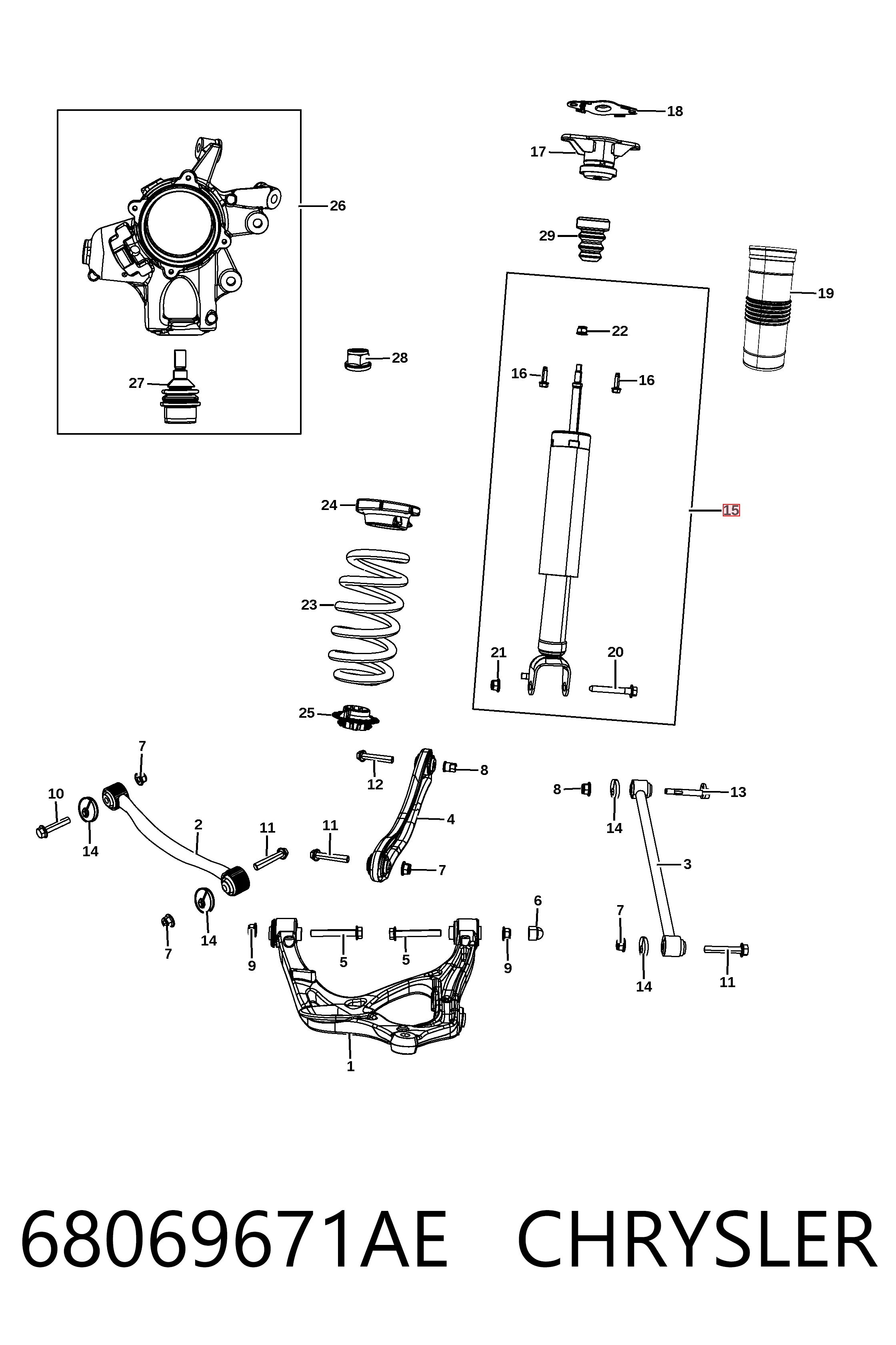 68069671AE Chrysler Amortyzator tylny