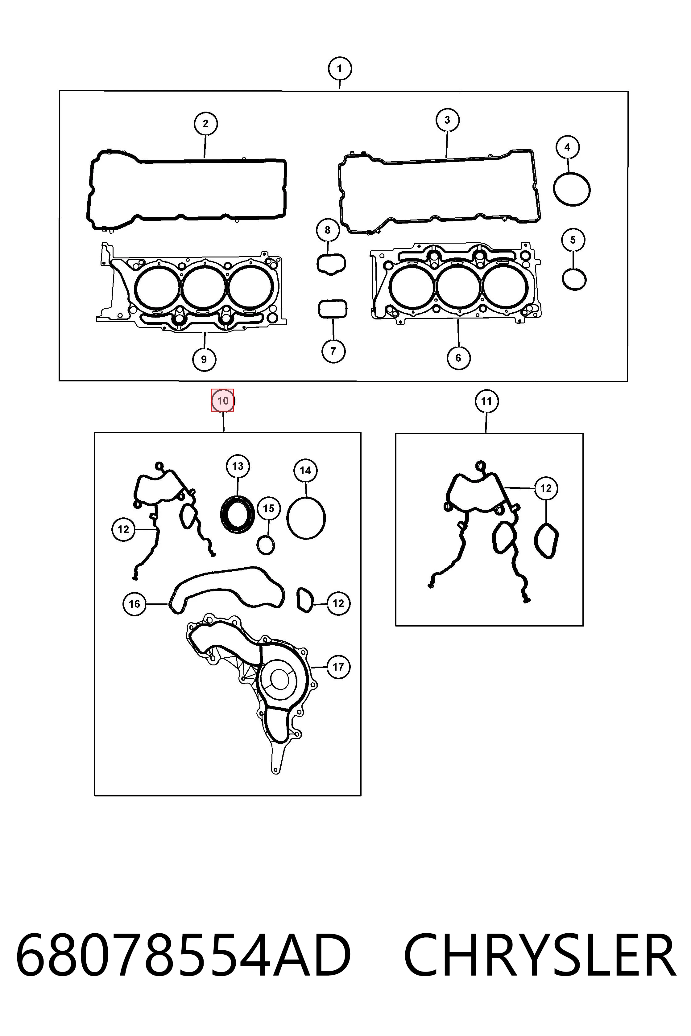 68078554AD Chrysler Zestaw uszczelek silnika dolny