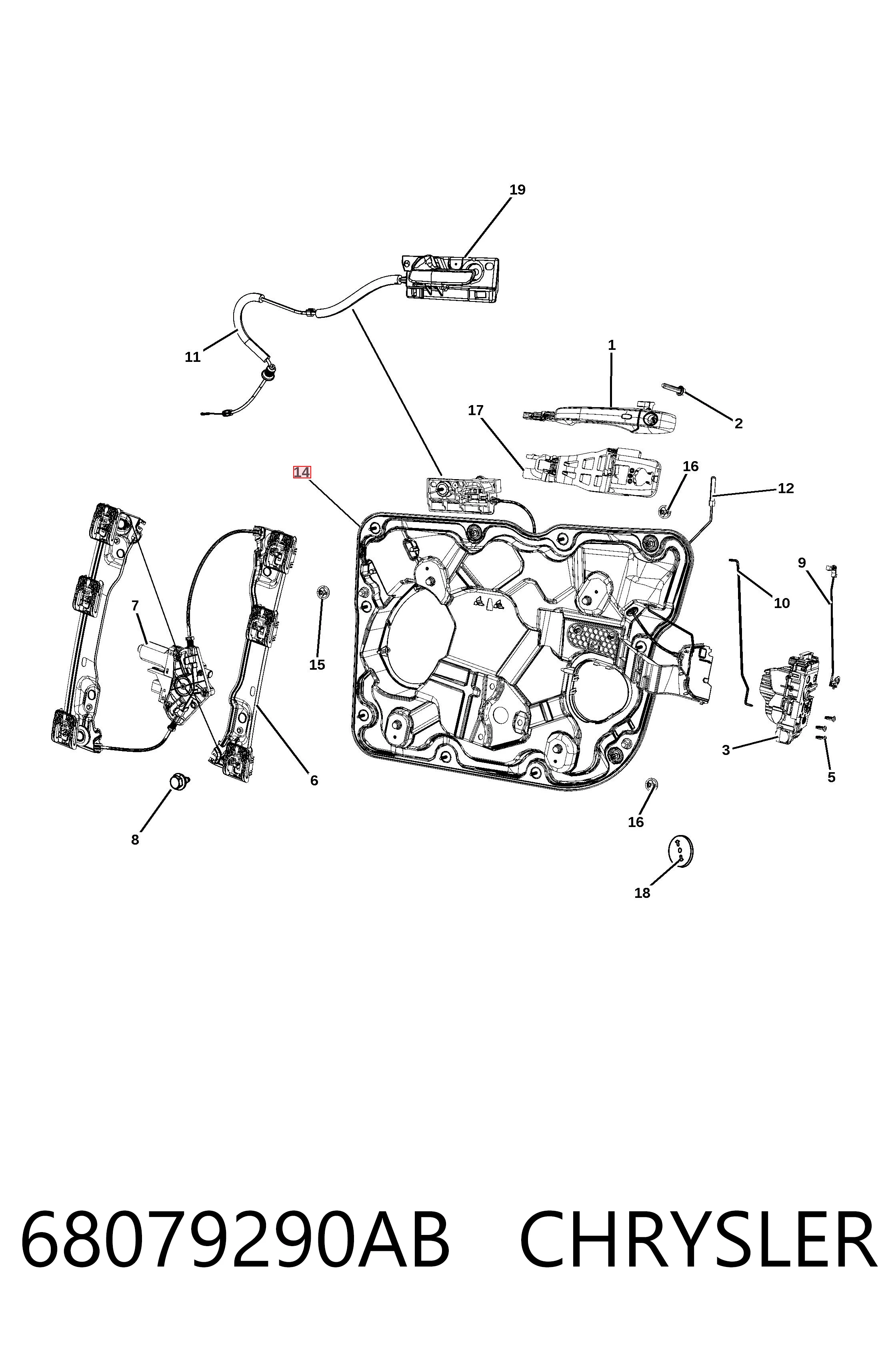 68079290AB Chrysler Mechanizm podnoszenia szyby drzwi przednich prawych