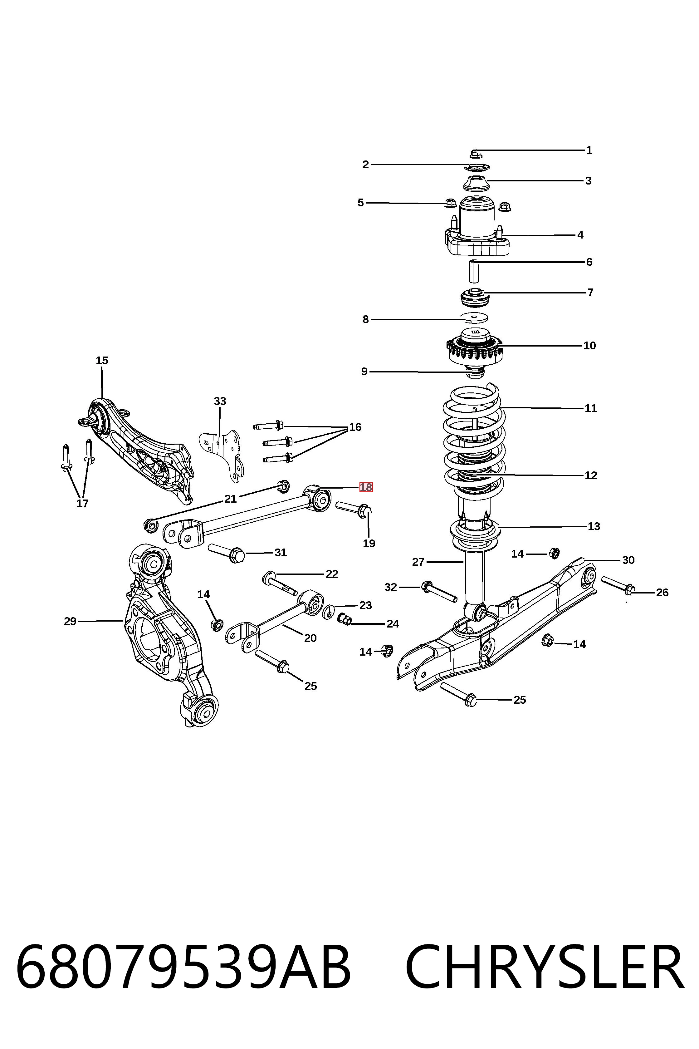 68079539AB Chrysler Drążek poprzeczny zawieszenia tylnego