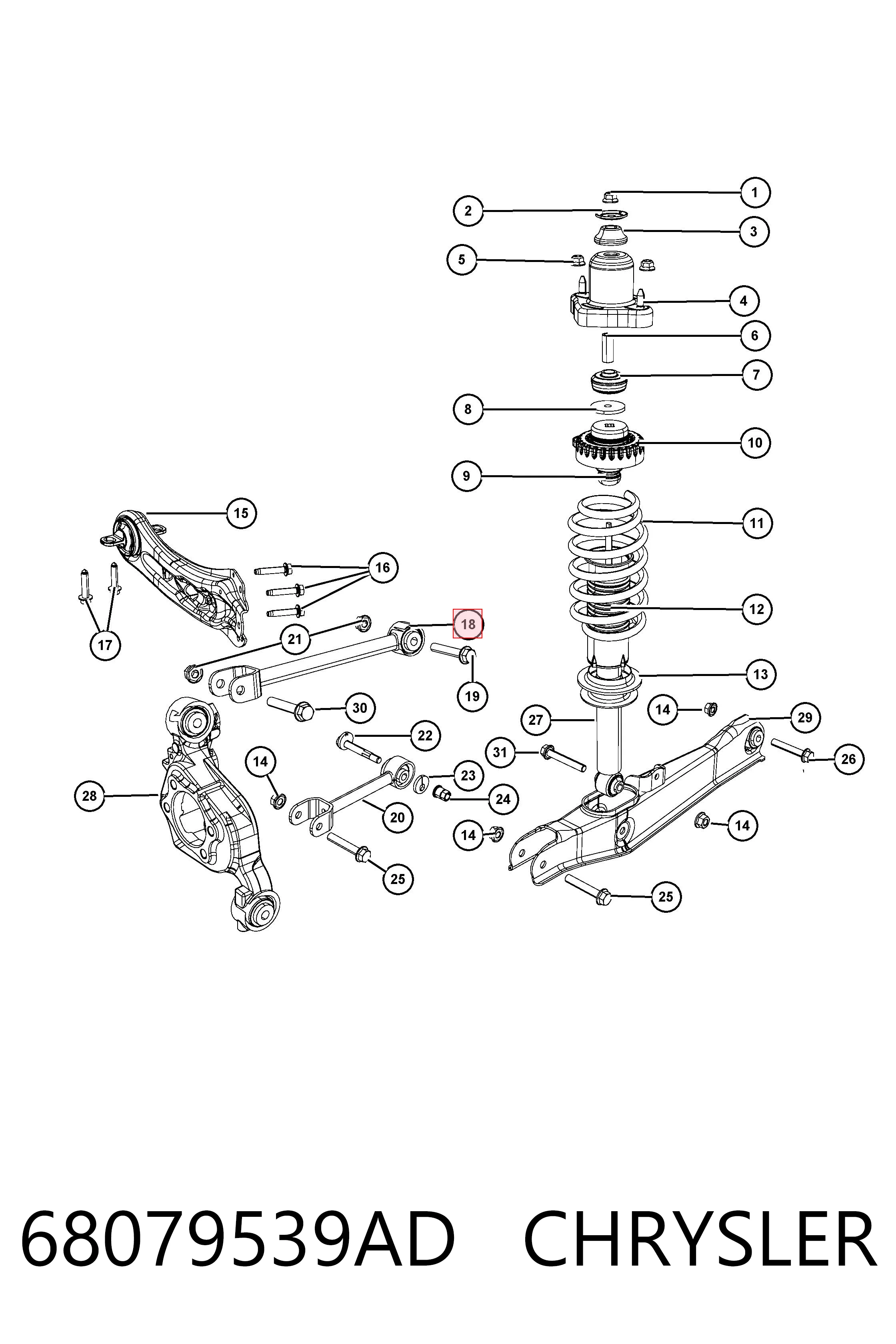 68079539AD Chrysler Drążek poprzeczny zawieszenia tylnego