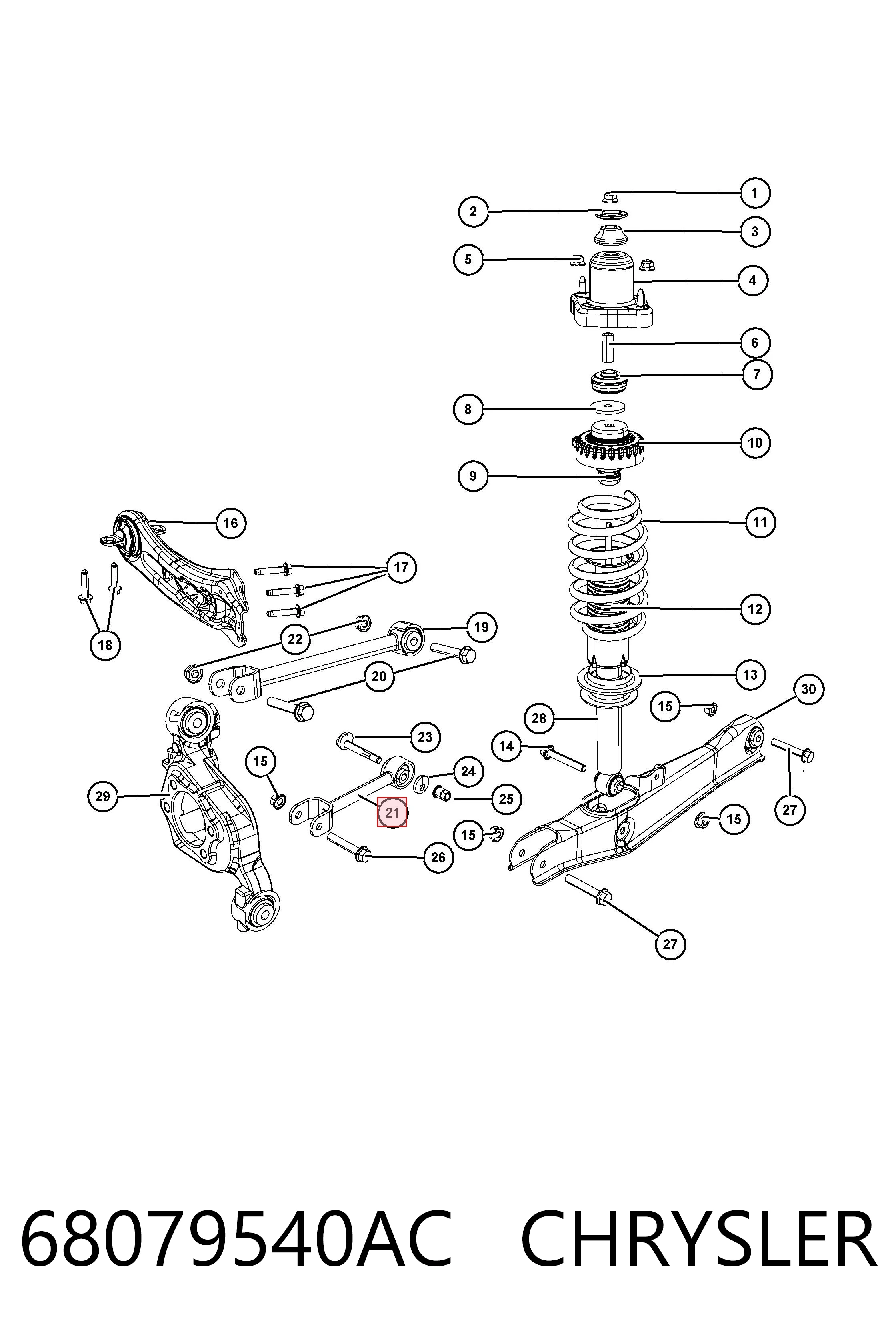 68079540AC Chrysler Drążek poprzeczny zawieszenia tylnego