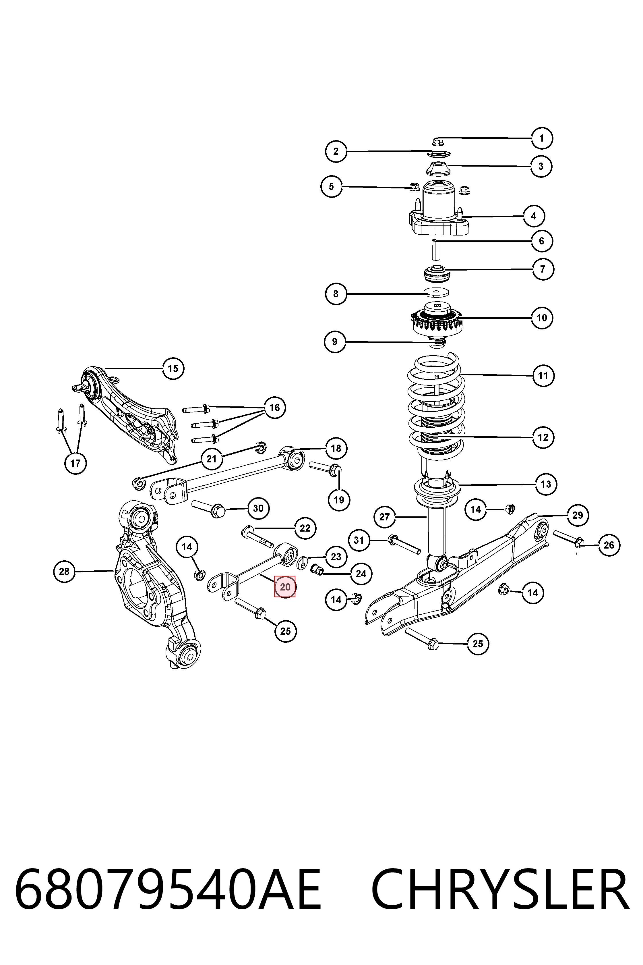 68079540AE Chrysler Drążek poprzeczny zawieszenia tylnego