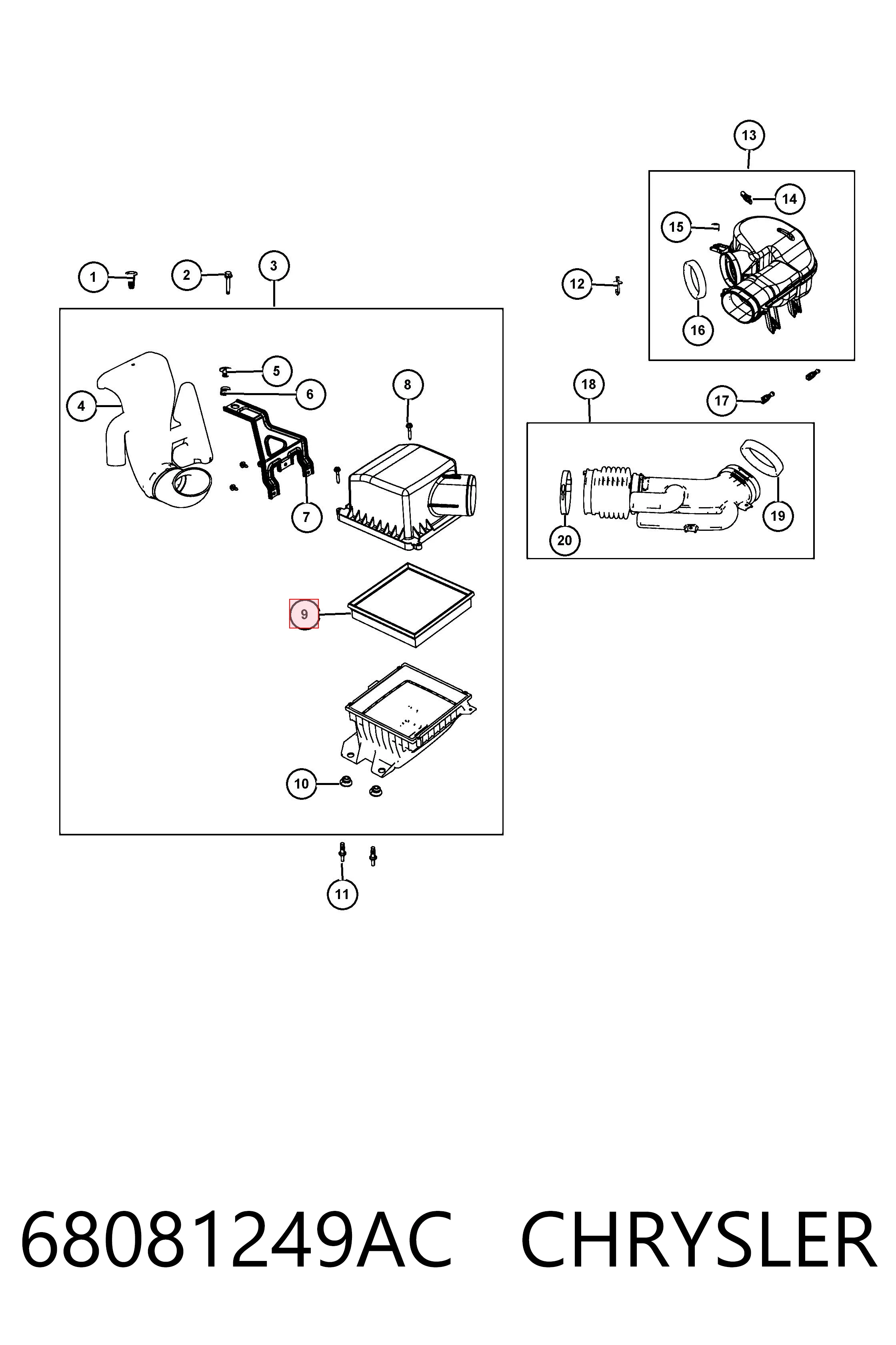 68081249AC Chrysler Filtr powietrza