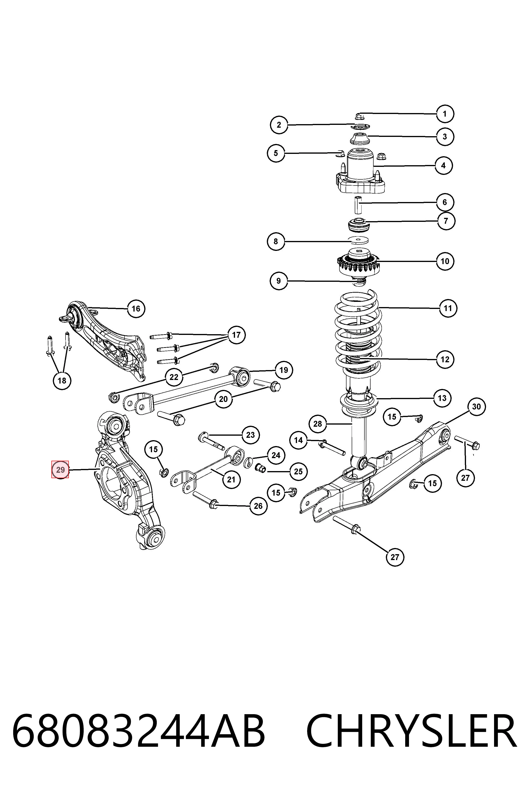 68083244AB Chrysler Czop (zwrotnica) tylny prawy