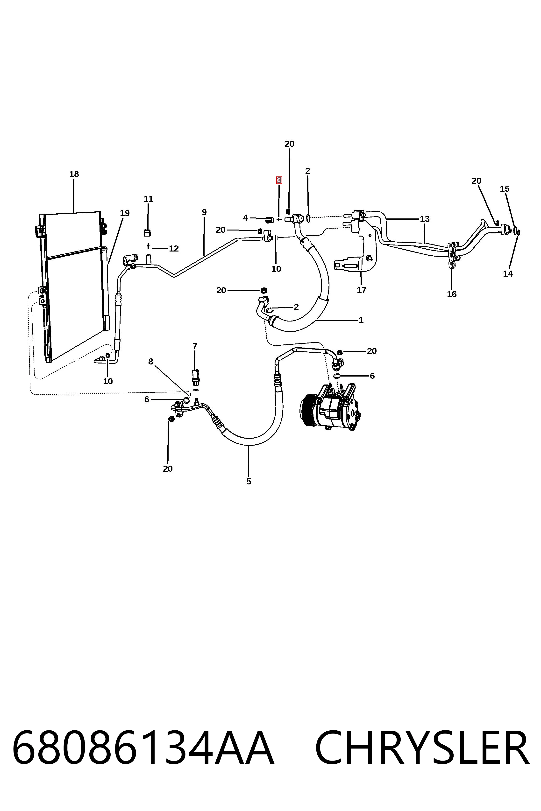 68086134AA Chrysler Zawór napełniania klimatyzacji