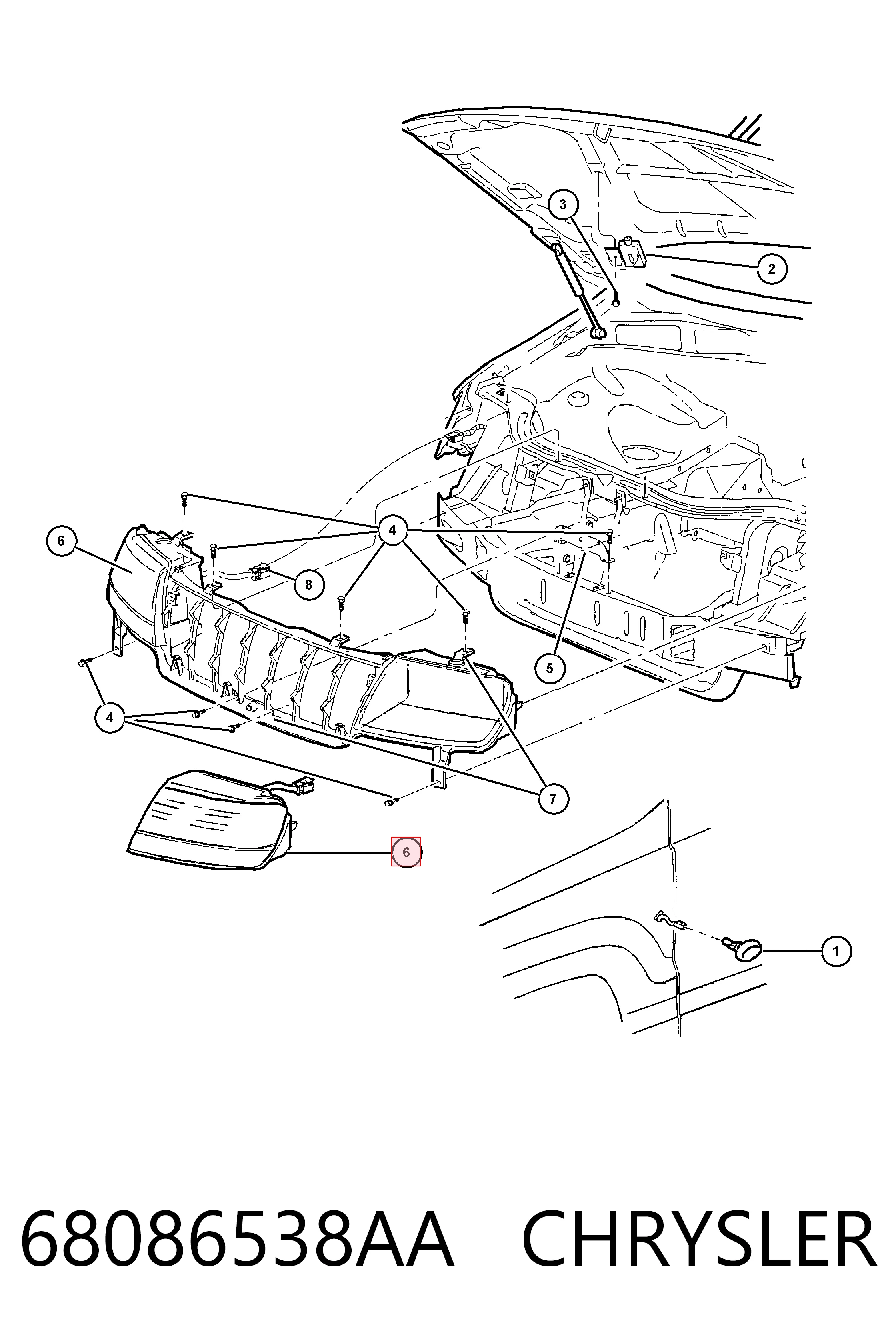 Reflektor prawy K55155144AF Fiat/Alfa/Lancia