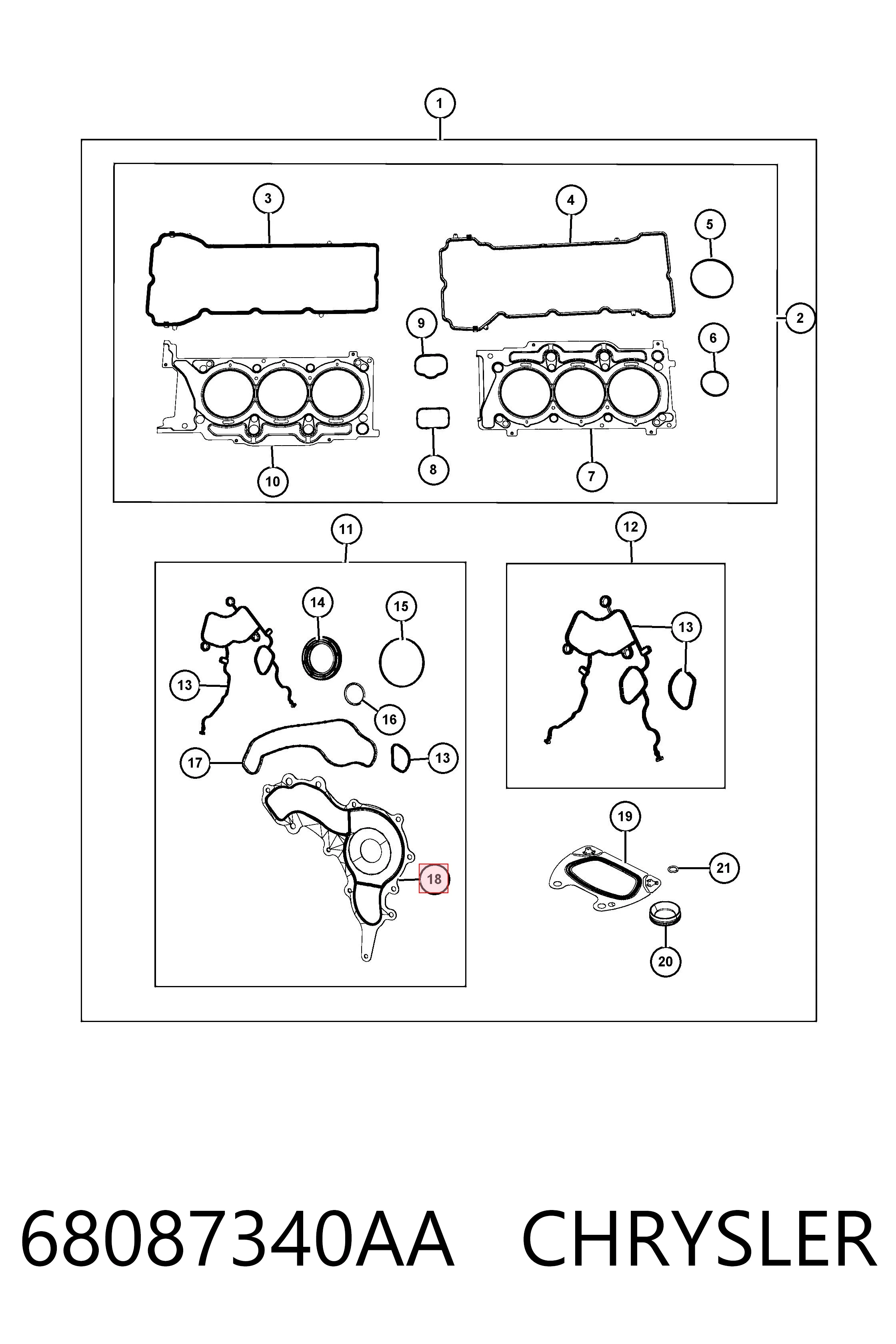 68087340AA Chrysler Uszczelka pompy wodnej