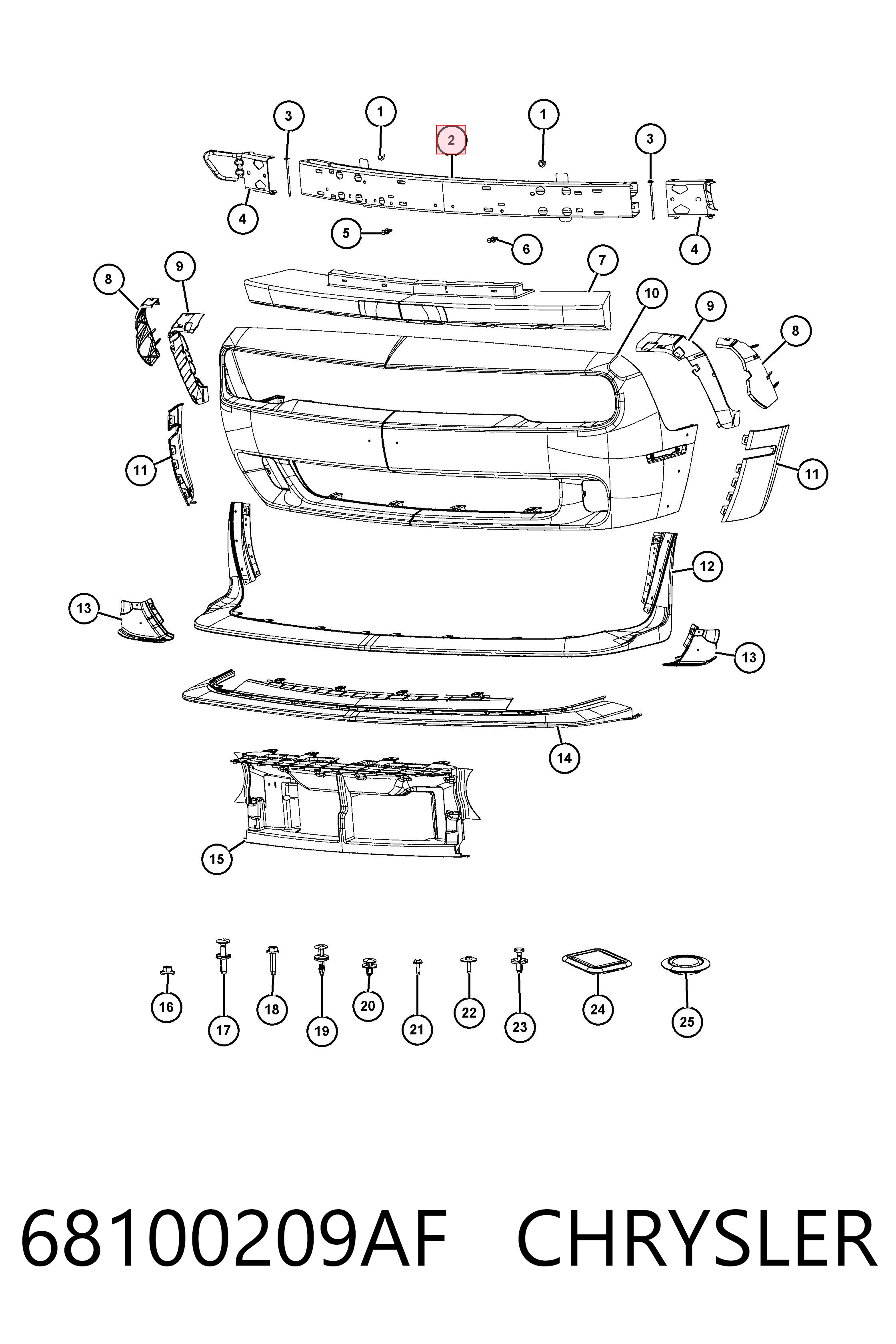 68100209AF Chrysler Wzmocnienie zderzaka przedniego