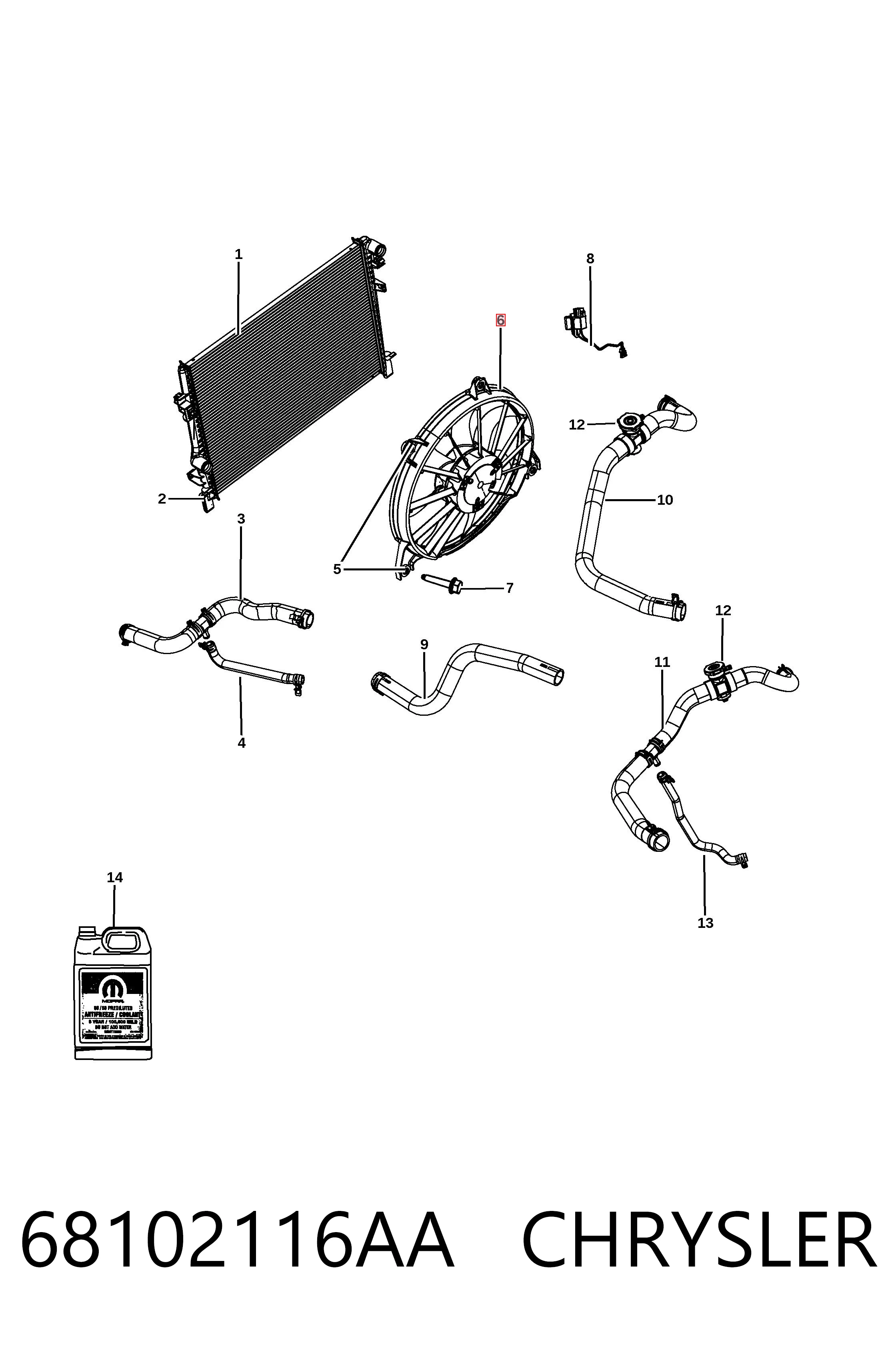 Do koszyka Wentylator elektryczny układu chłodzenia kompletny (silnik+wirnik) Dodge Journey  