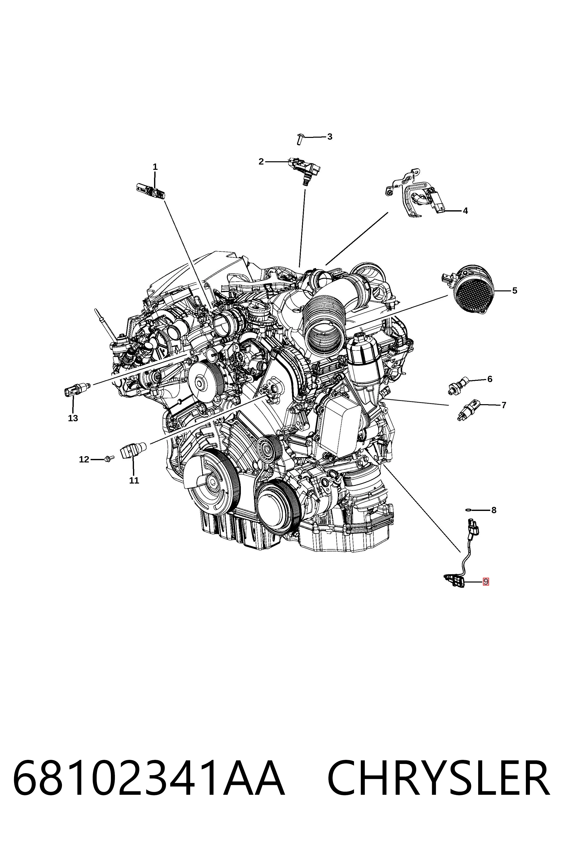 68102341AA Chrysler Czujnik położenia wału korbowego