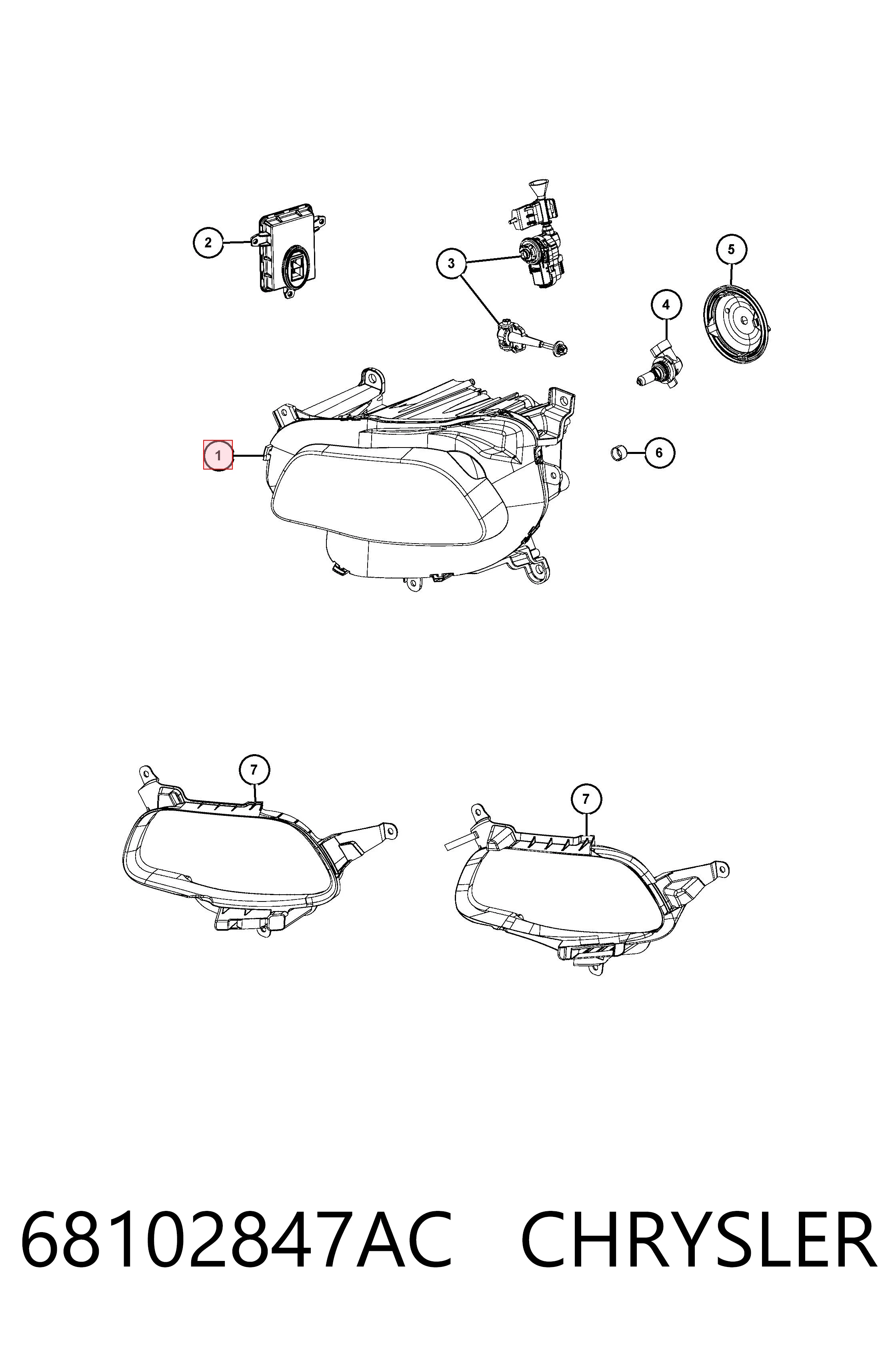 68102847AC Chrysler Reflektor lewy