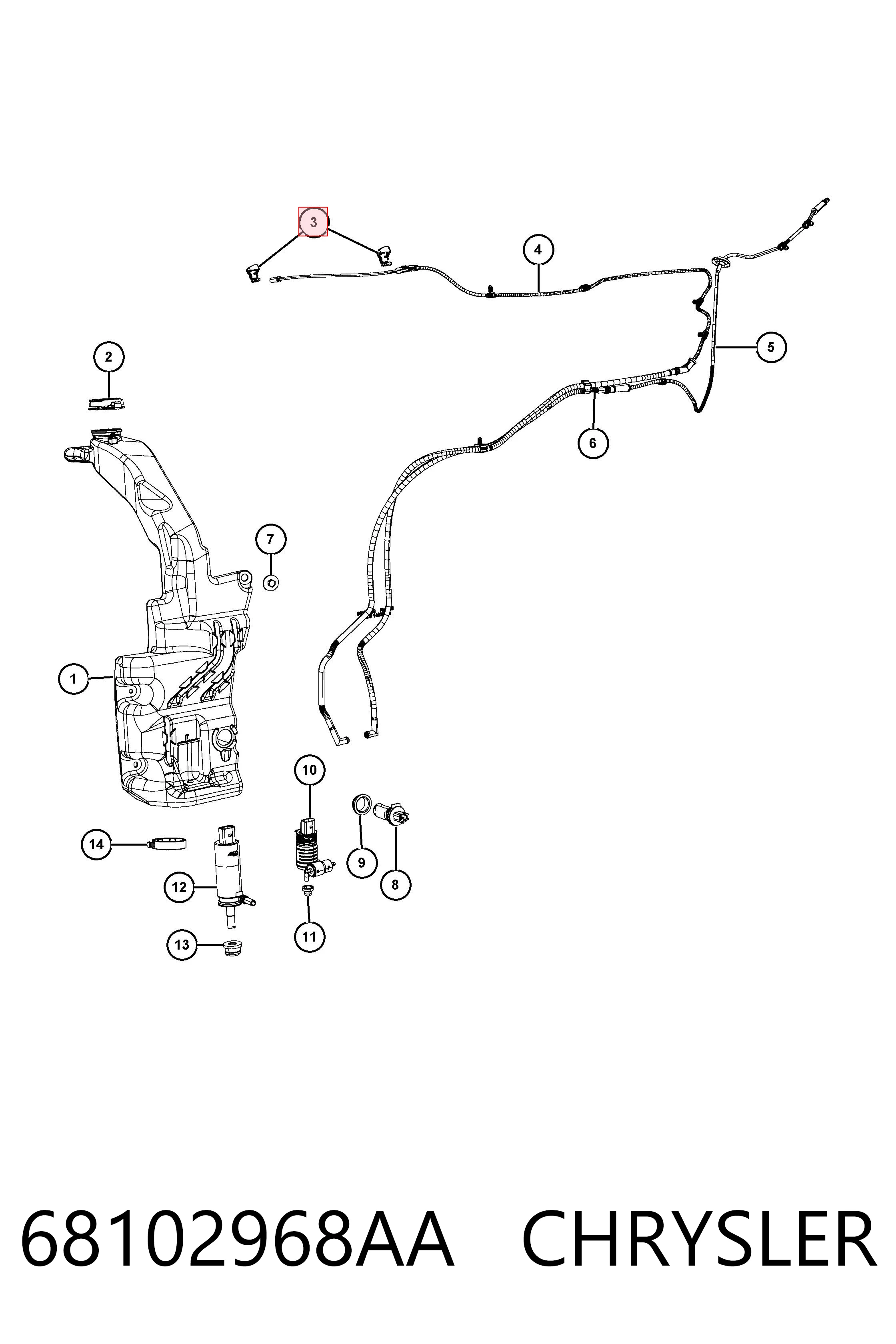 Dysza spryskiwacza szyby przedniej do Jeep Cherokee  KL