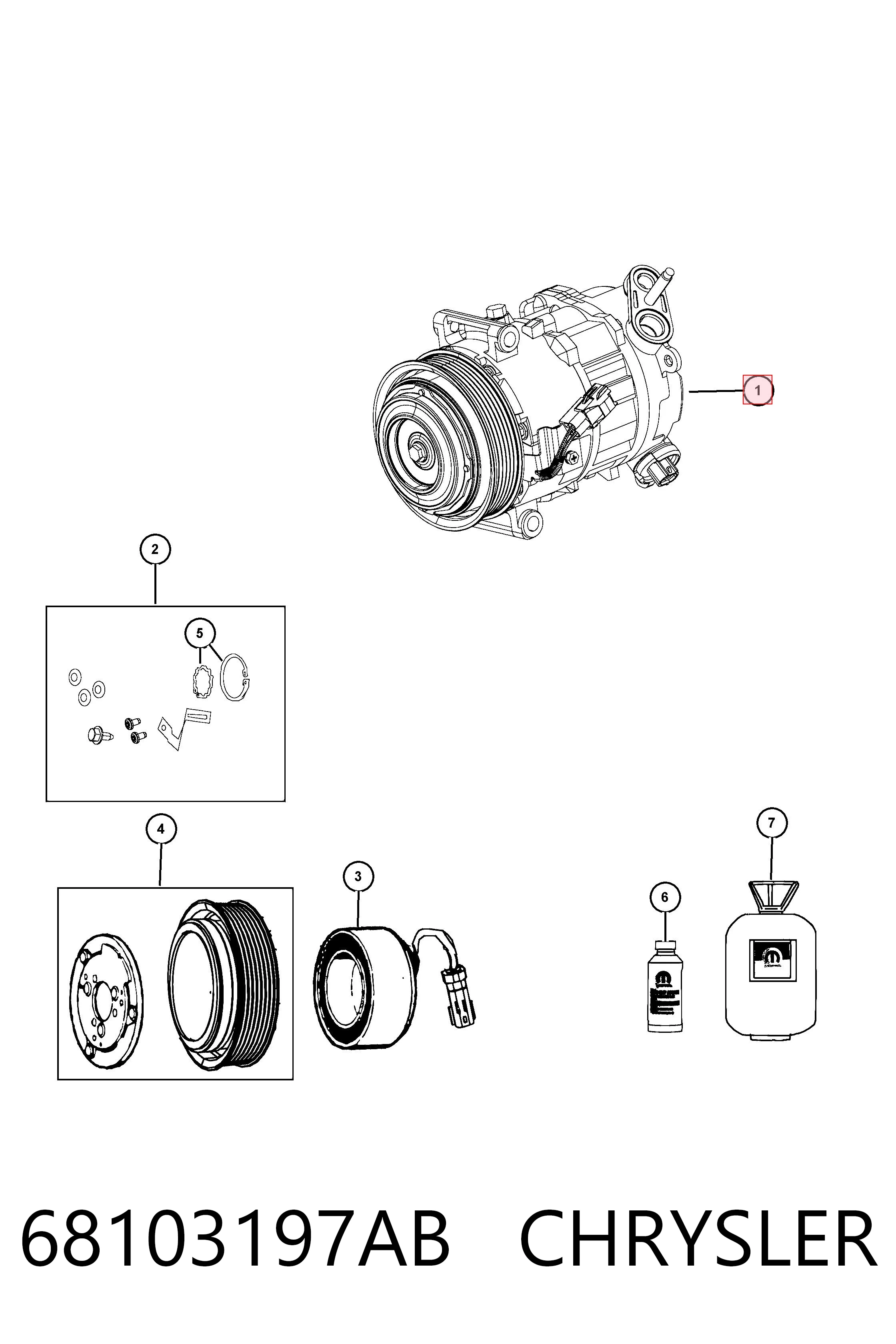 68103197AB Chrysler Sprężarka klimatyzacji