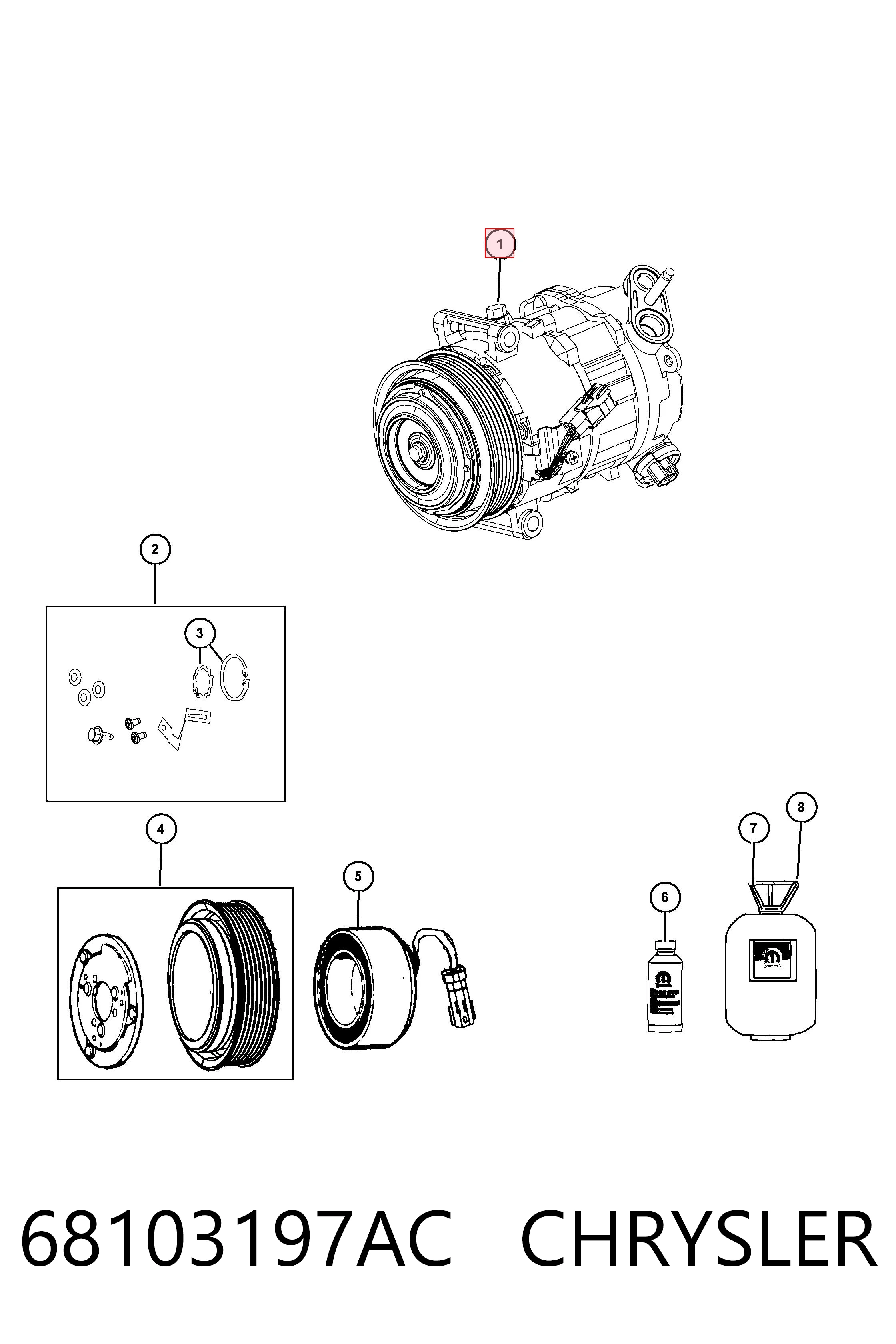 68103197AC Chrysler Sprężarka klimatyzacji
