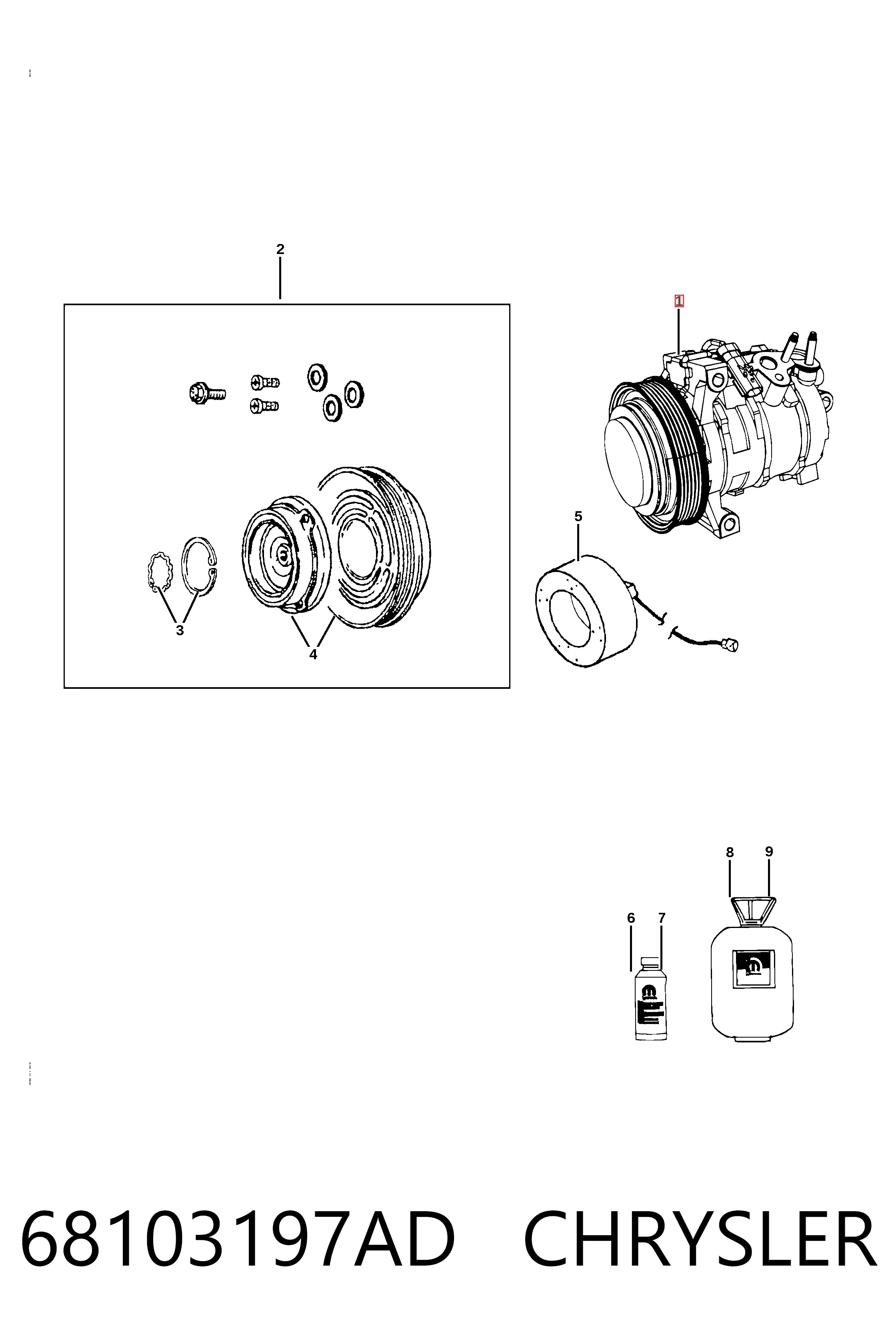 68103197AD Chrysler Sprężarka klimatyzacji