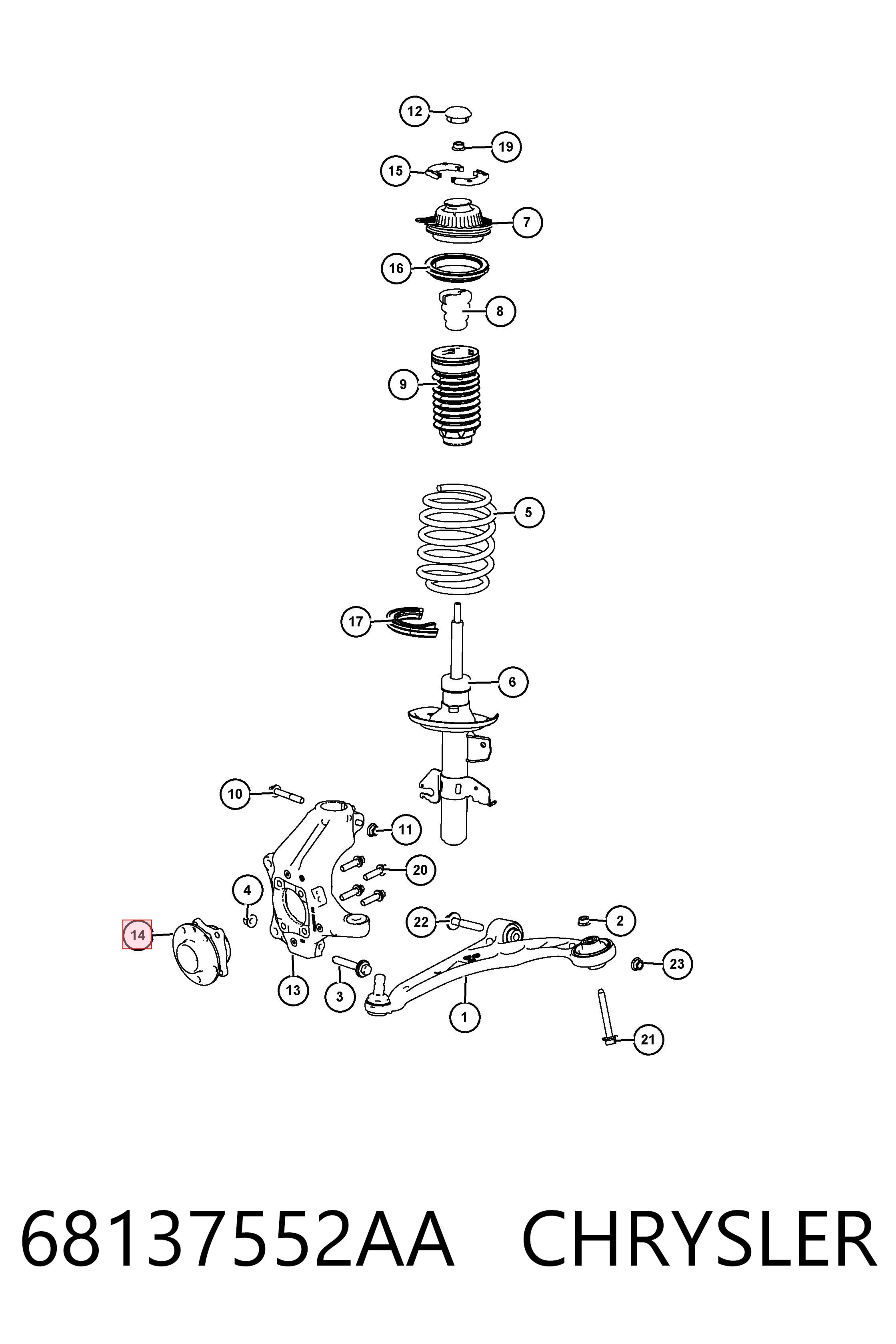 68137552AA Chrysler Piasta przednia