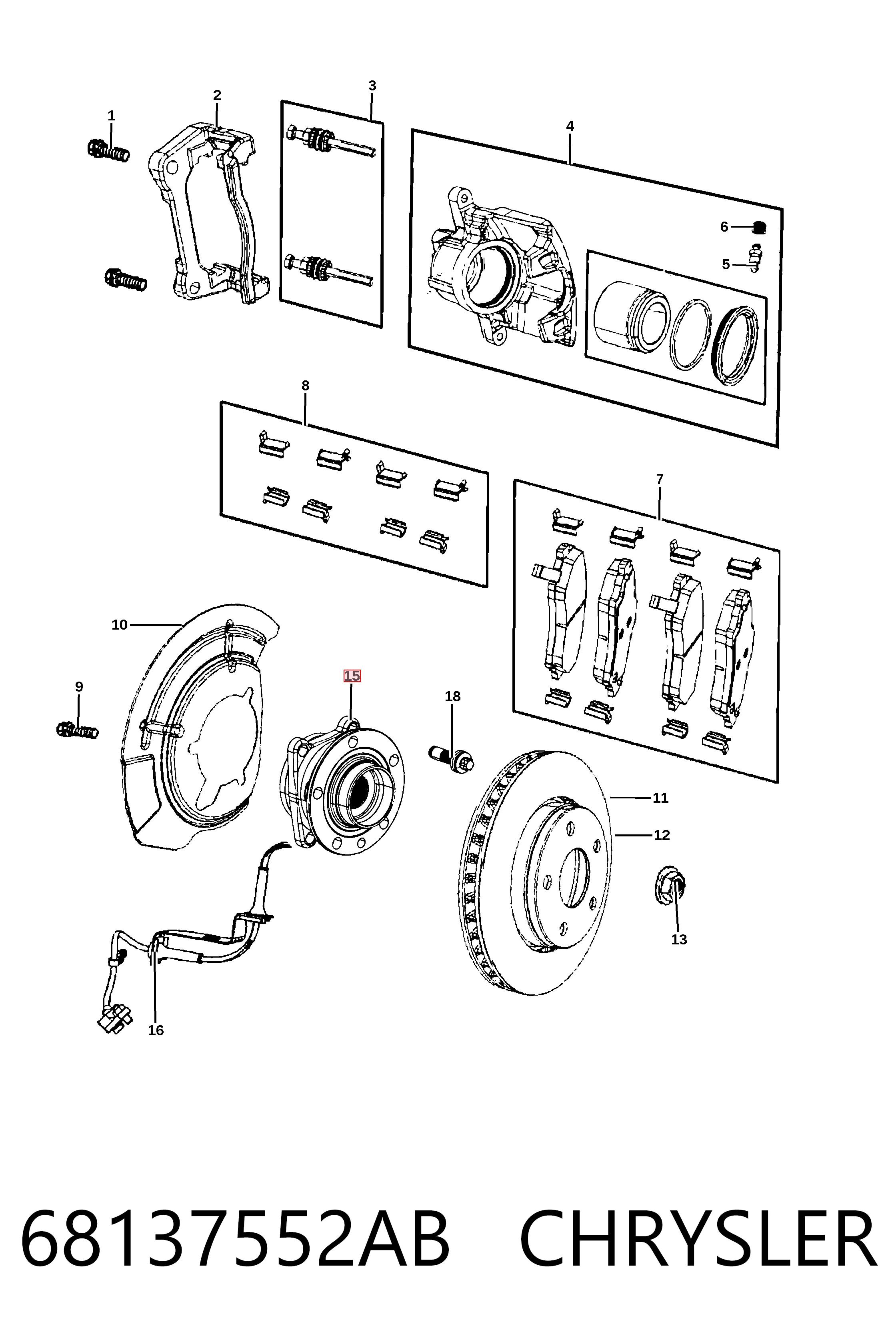 68137552AB Chrysler Piasta przednia