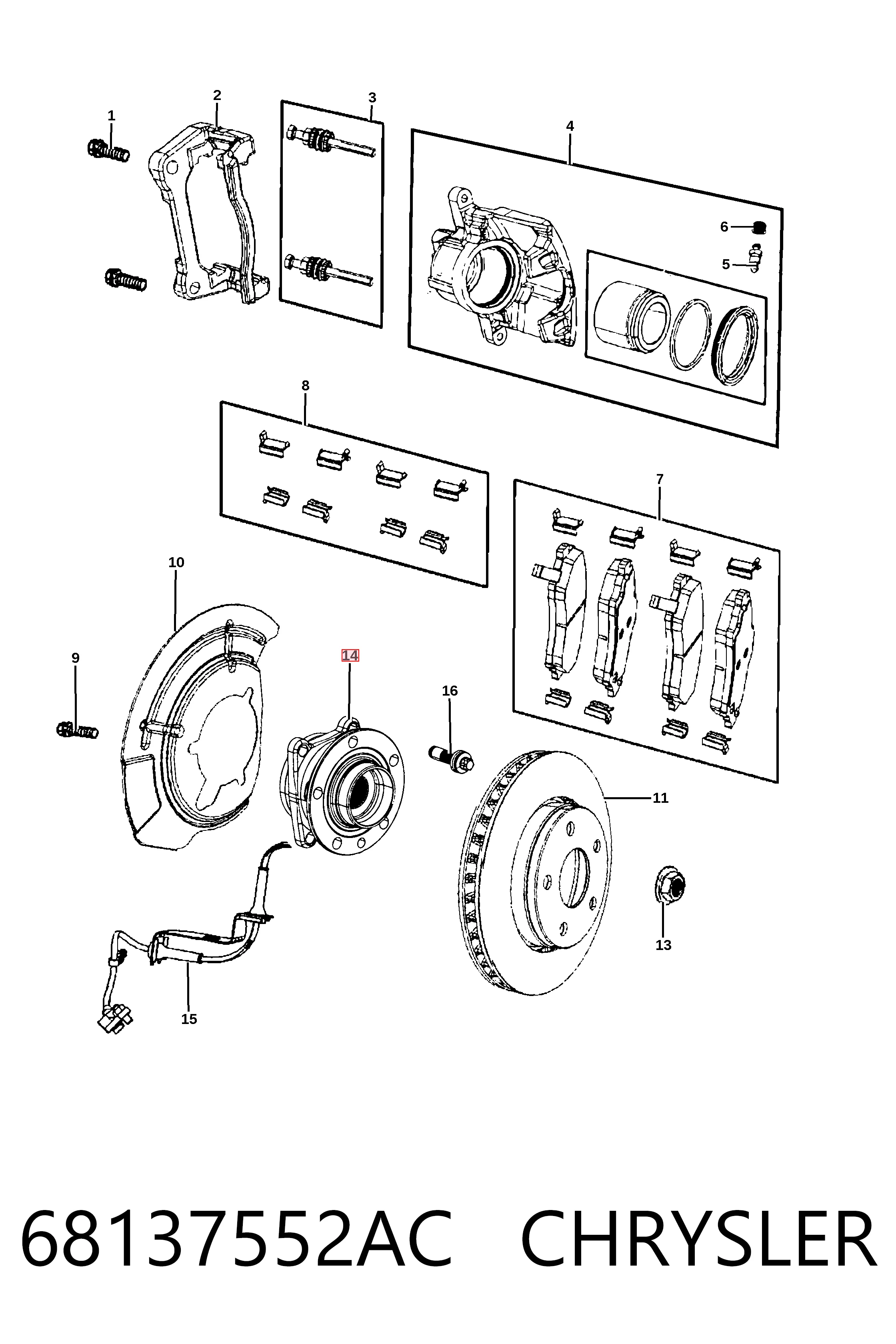68137552AC Chrysler Piasta przednia
