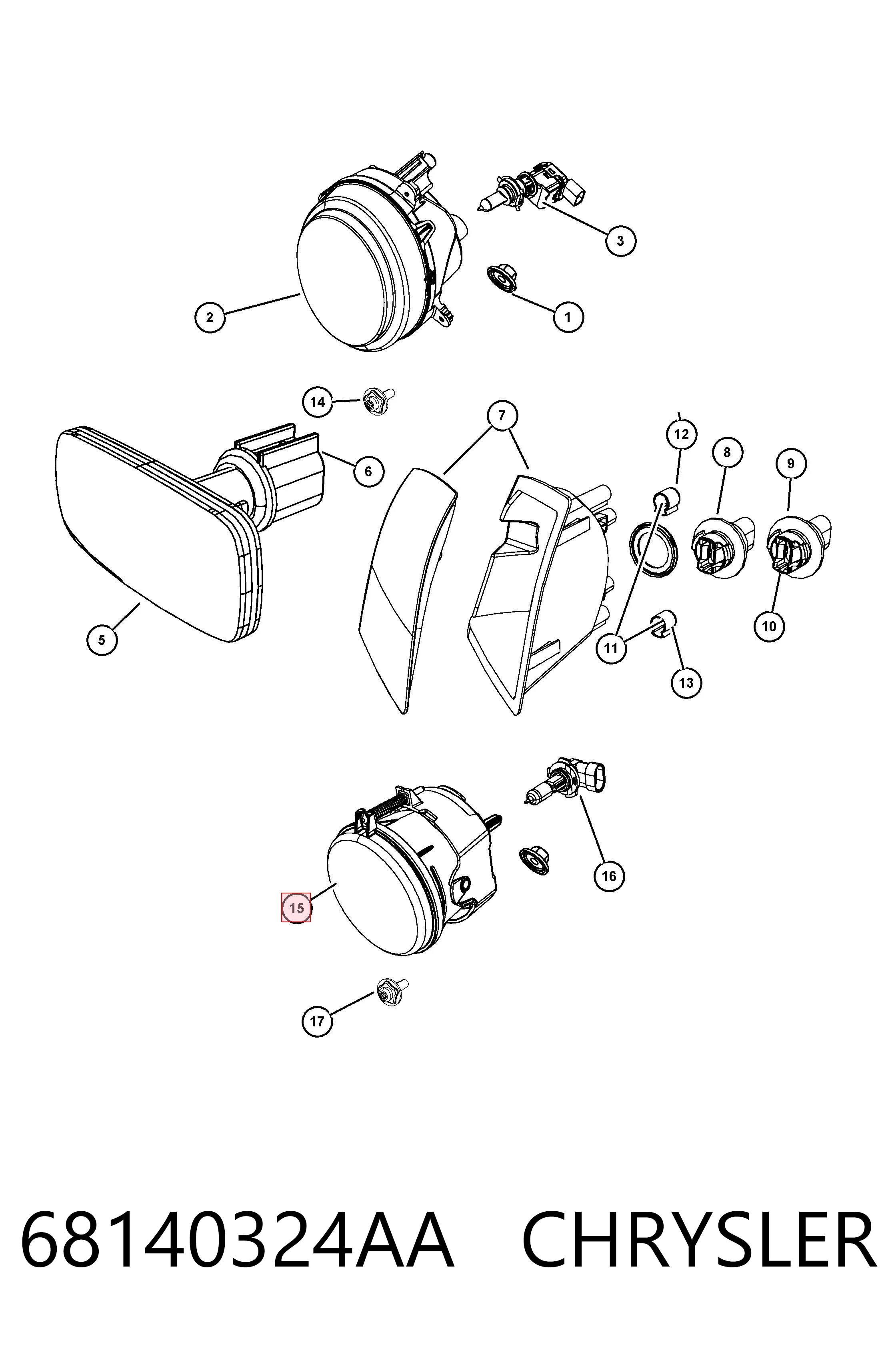 68140324AA Chrysler Lampa przeciwmgielna lewa/prawa
