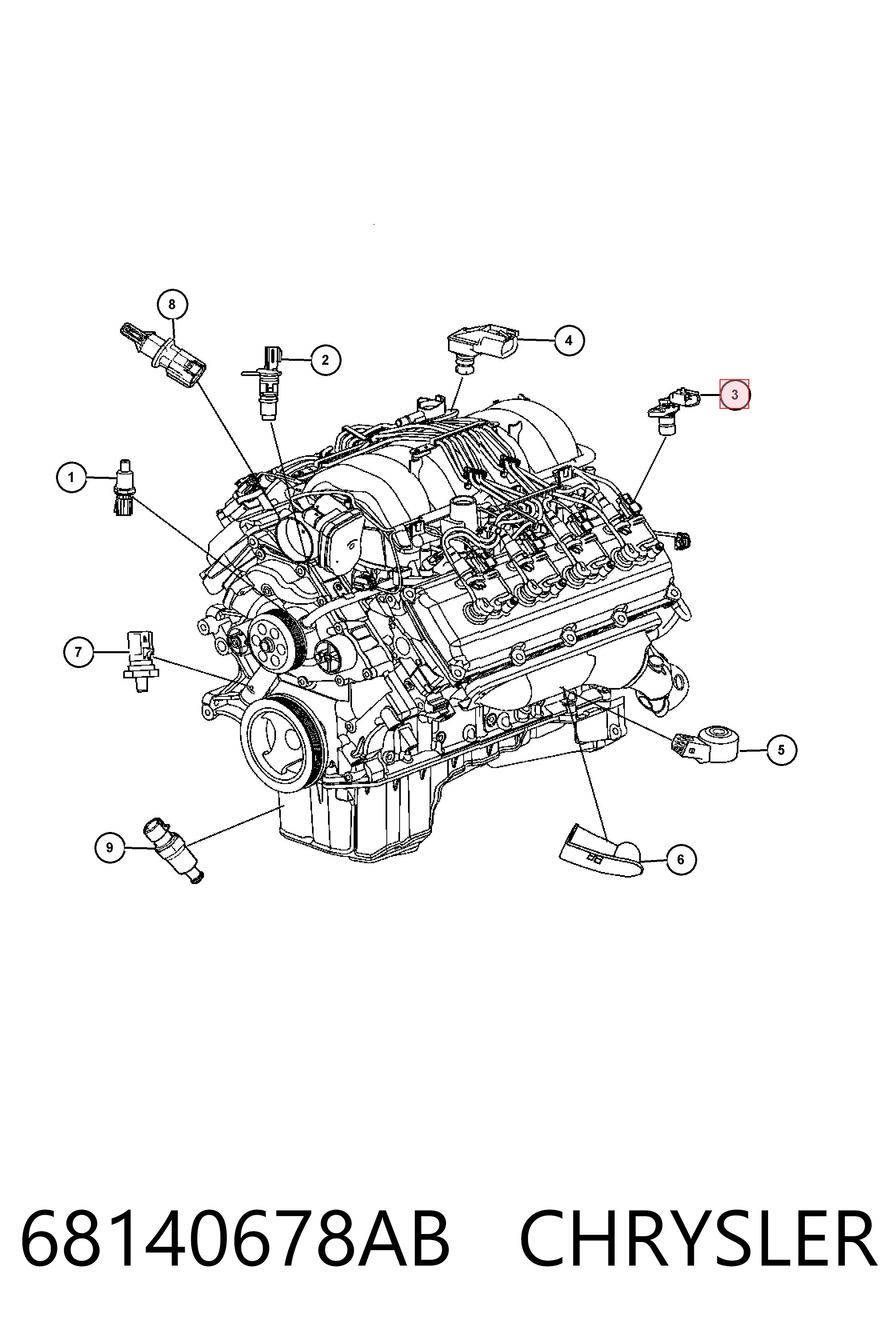 68140678AB Chrysler Czujnik położenia wału korbowego