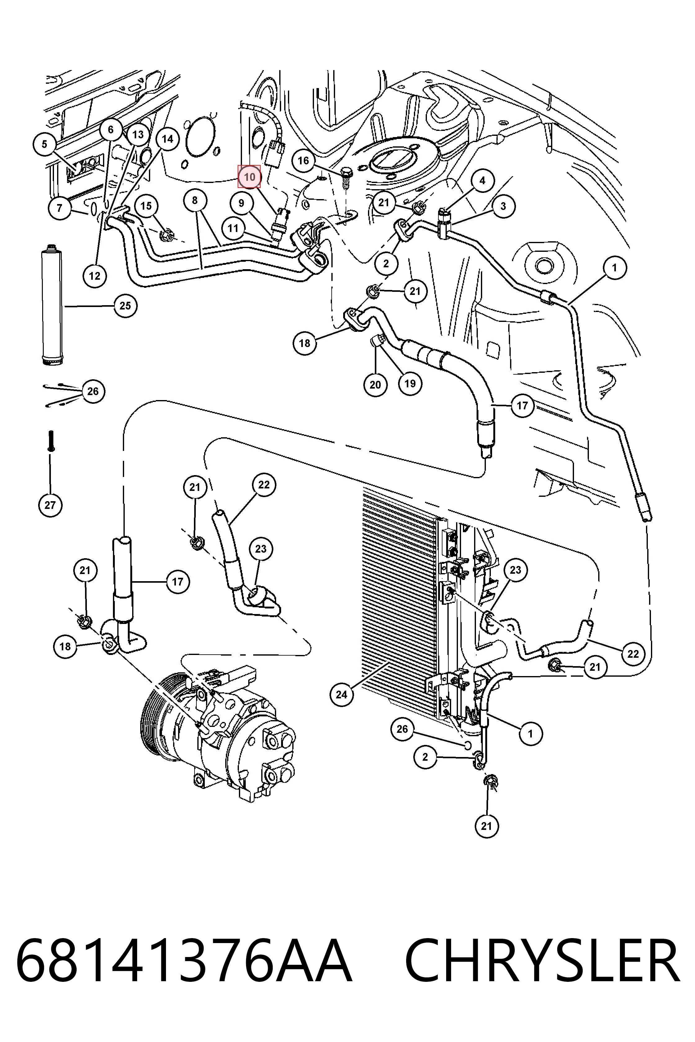 68141376AA Chrysler Czujnik ciśnienia bezwzględnego klimatyzacji